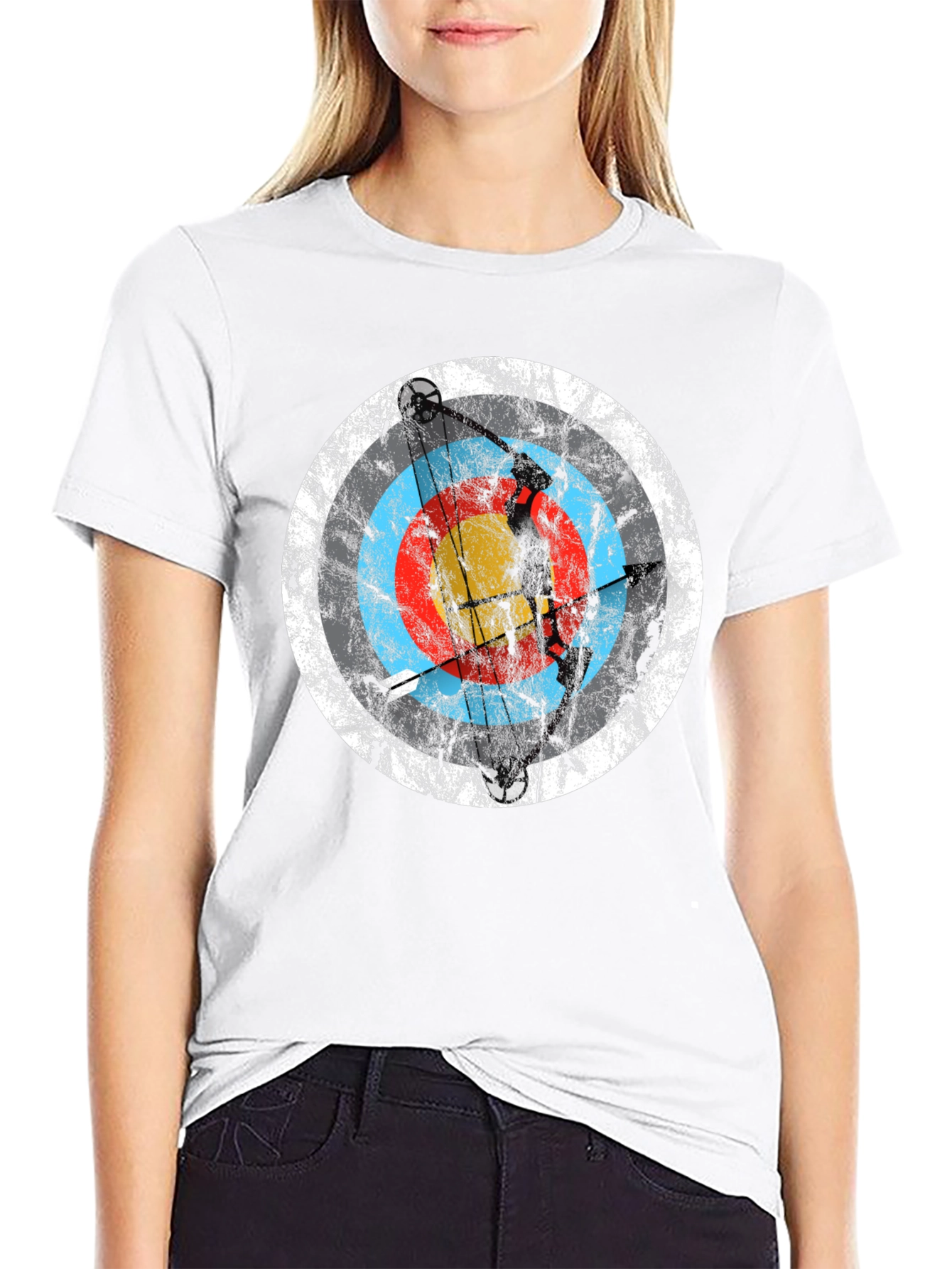 Archery Target Graphic Tee - Black Crew Neck T-Shirt