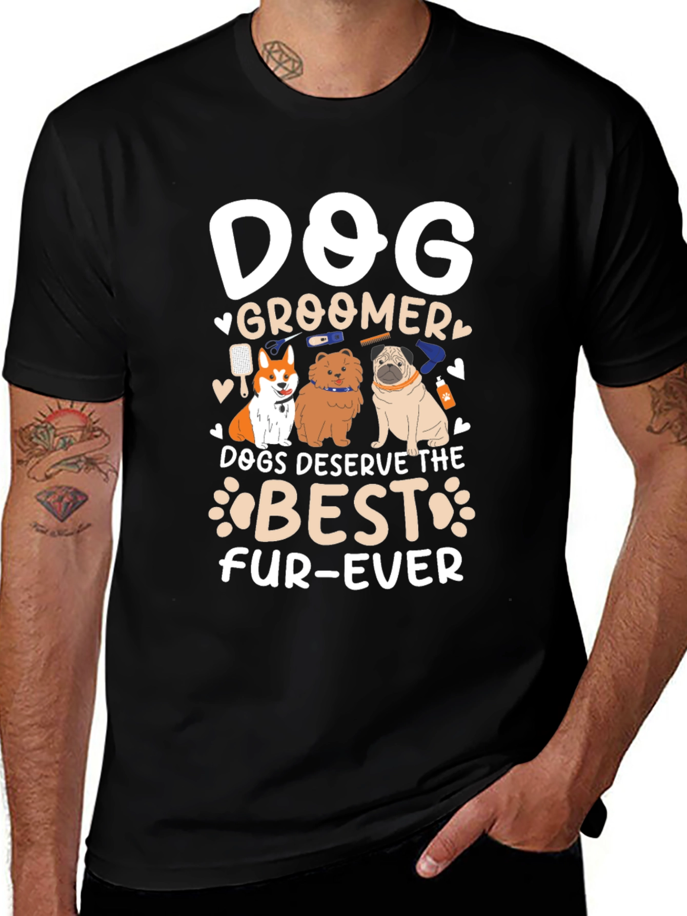 Dog Groomer Fur-Ever Black T-Shirt
