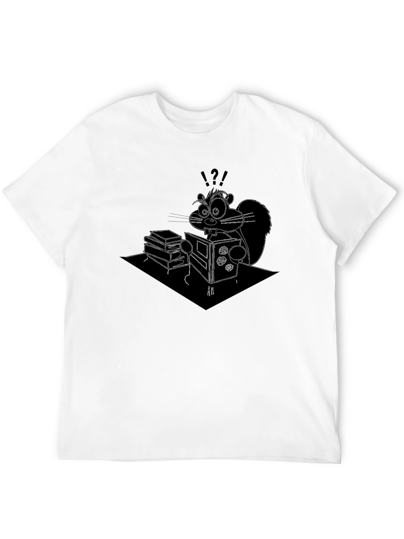 Squirrel Reading Funny Graphic T-Shirt