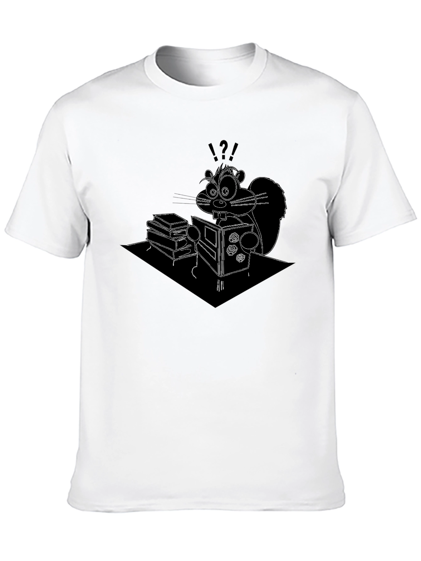 Squirrel Reading Funny Graphic T-Shirt