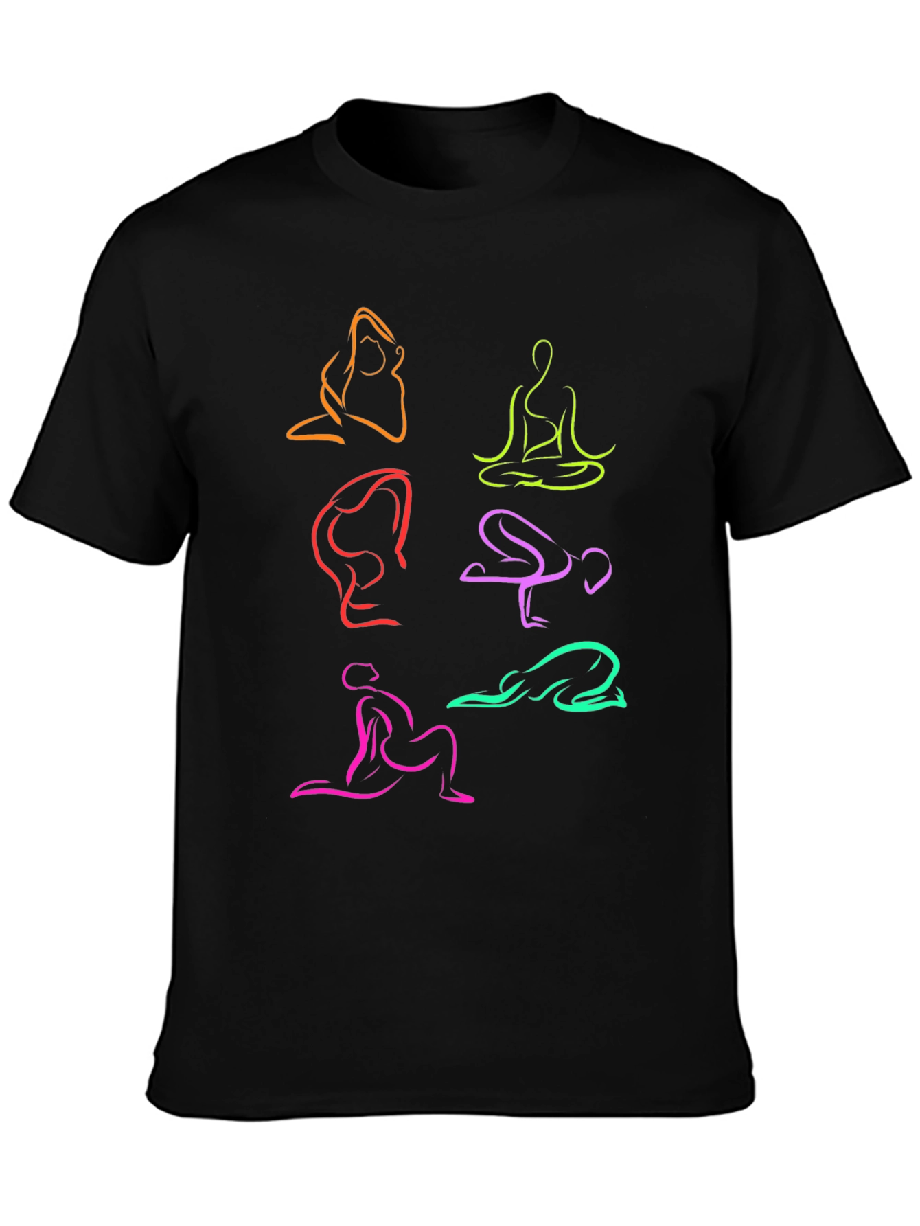 Yoga Pose Graphic T-Shirt - Black Cotton Tee