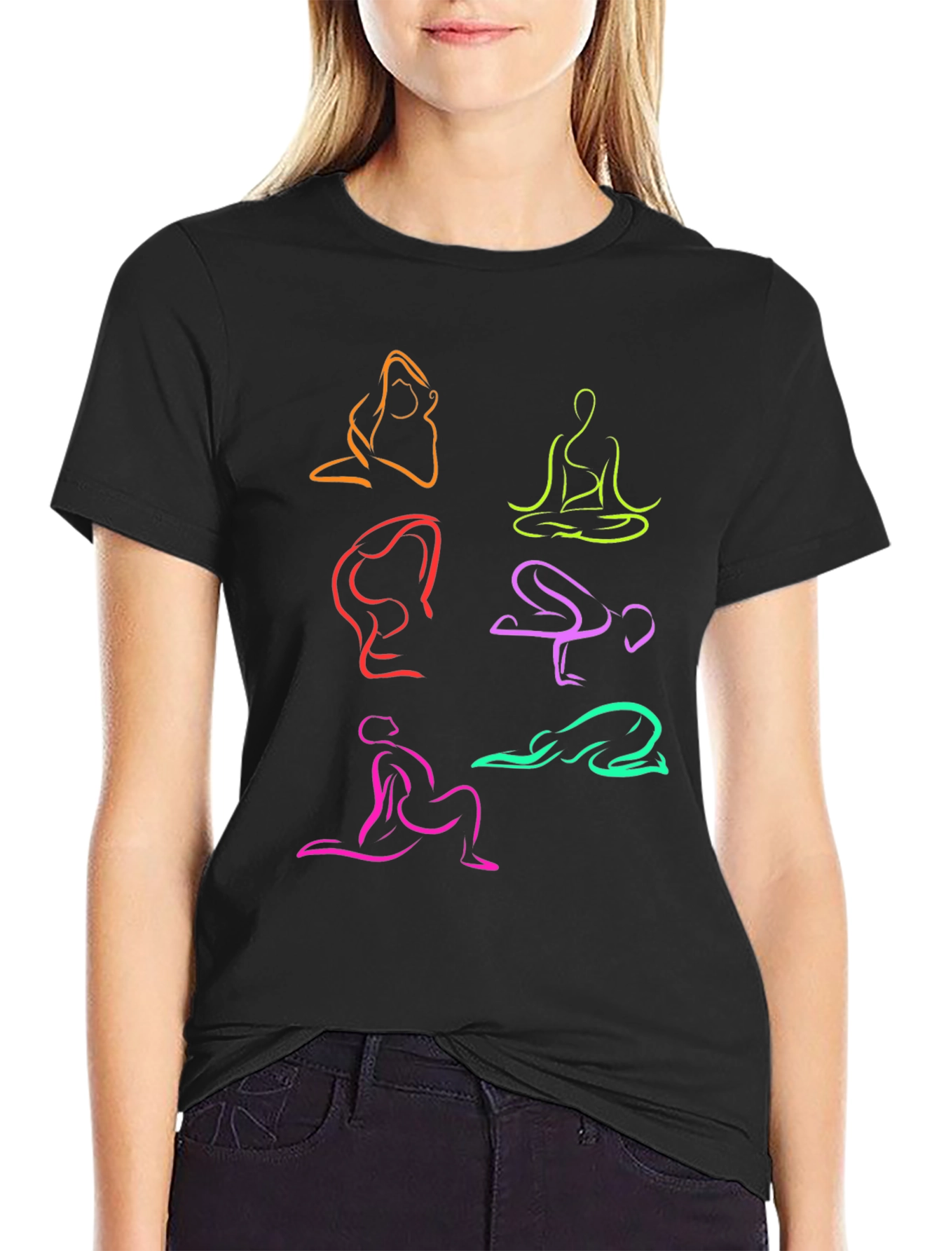 Yoga Pose Graphic T-Shirt - Black Cotton Tee