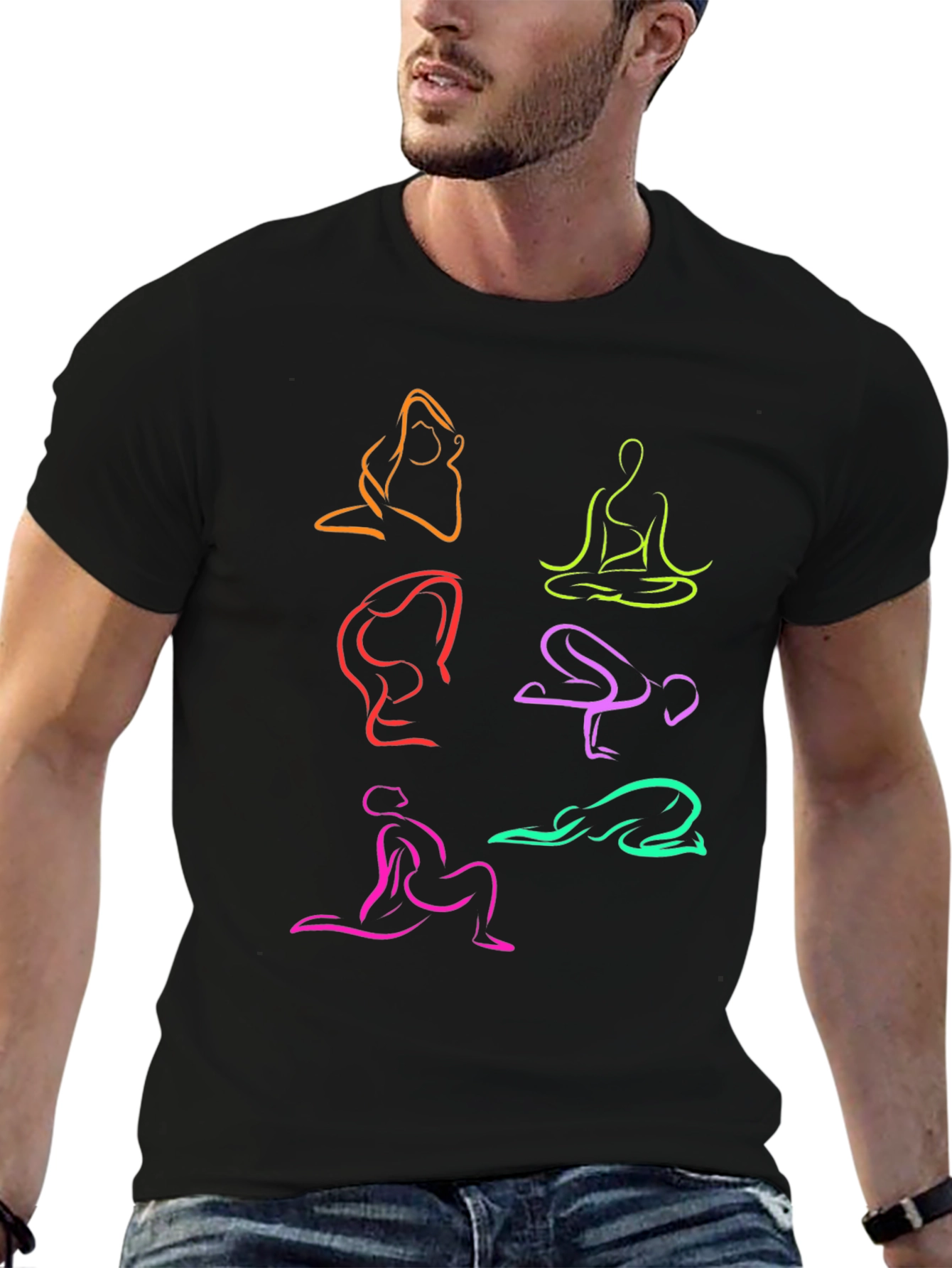 Yoga Pose Graphic T-Shirt - Black Cotton Tee