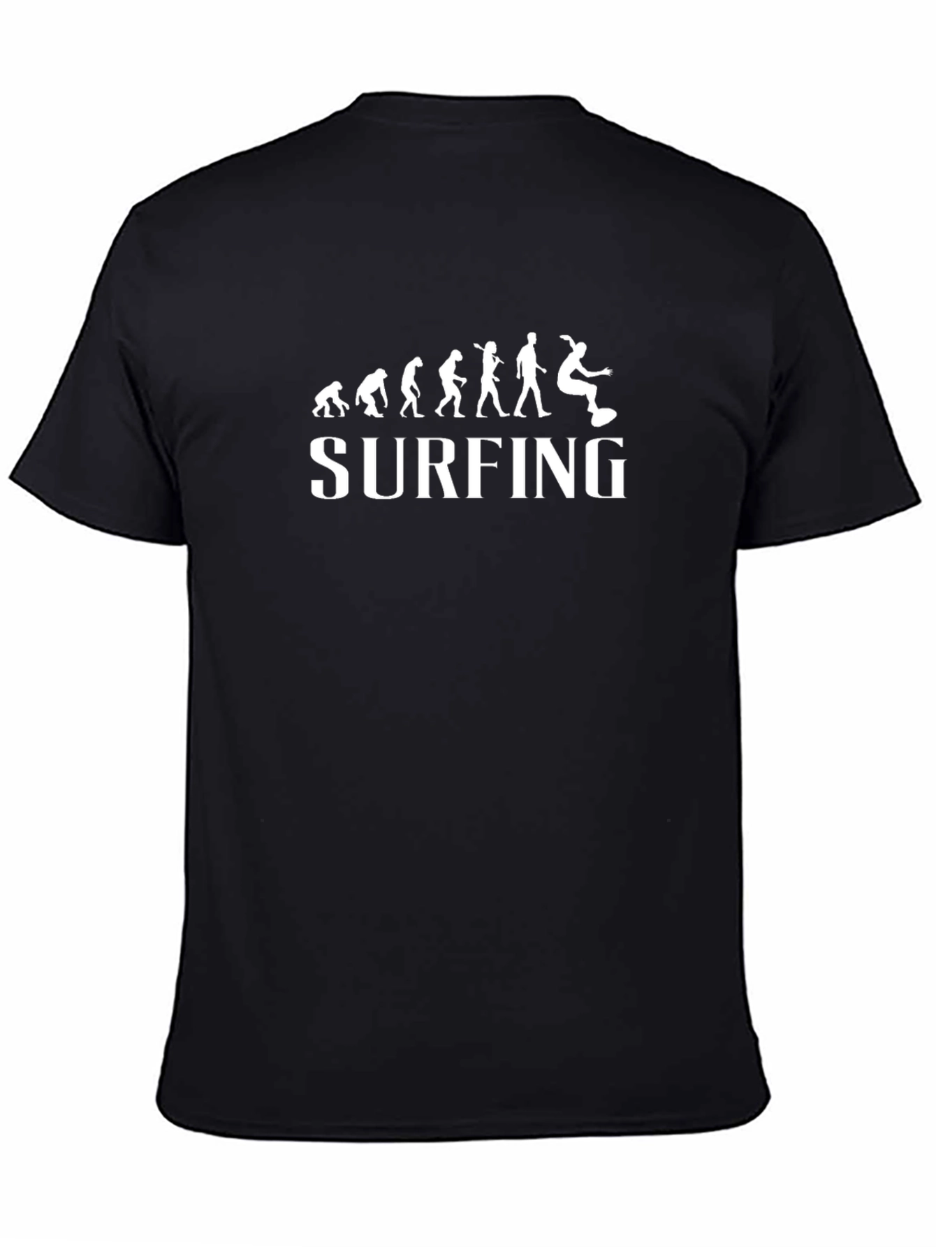 Surfing Evolution Graphic Tee - Black Cotton T-Shirt