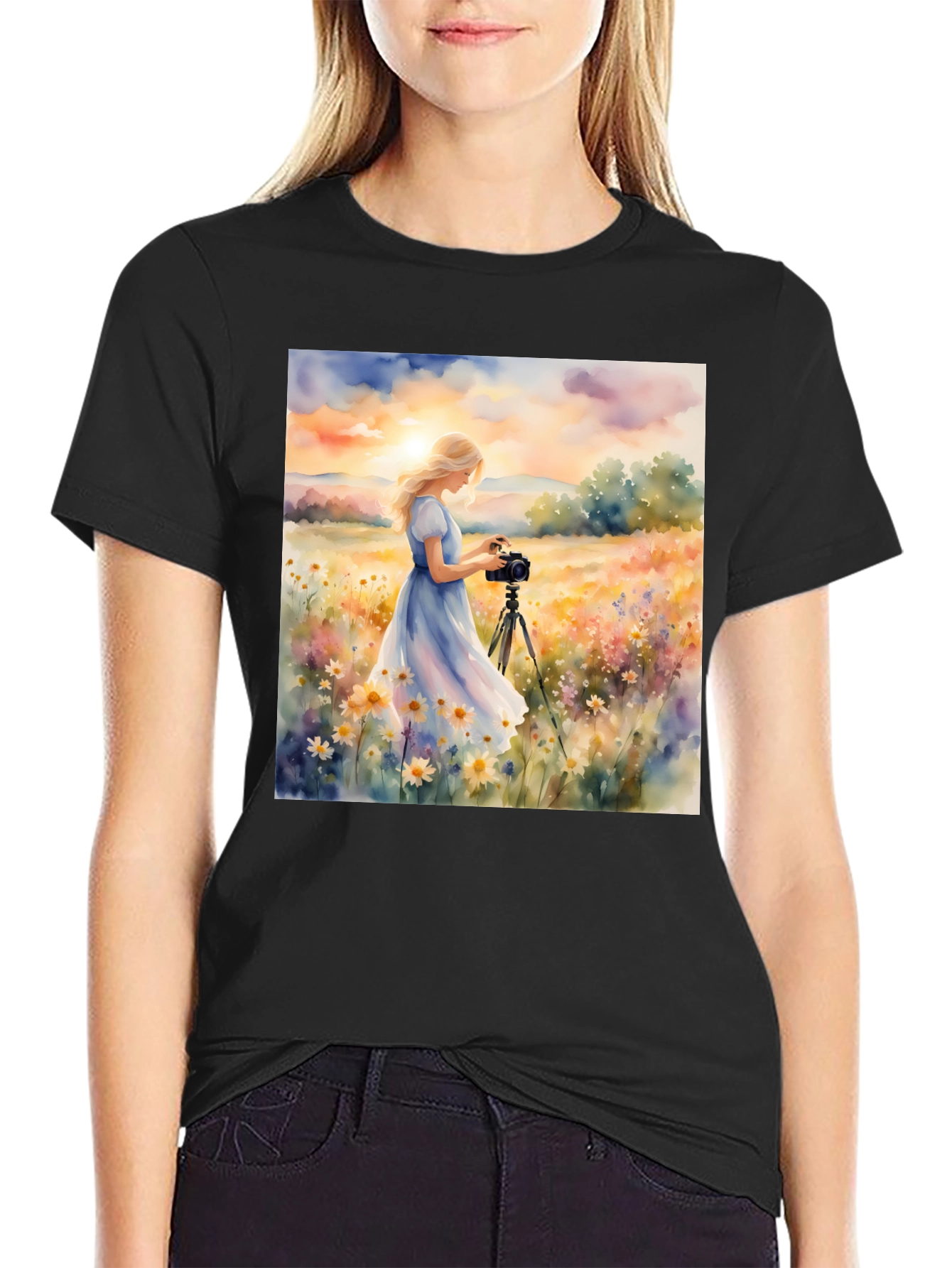 Floral Photographer Graphic T-Shirt