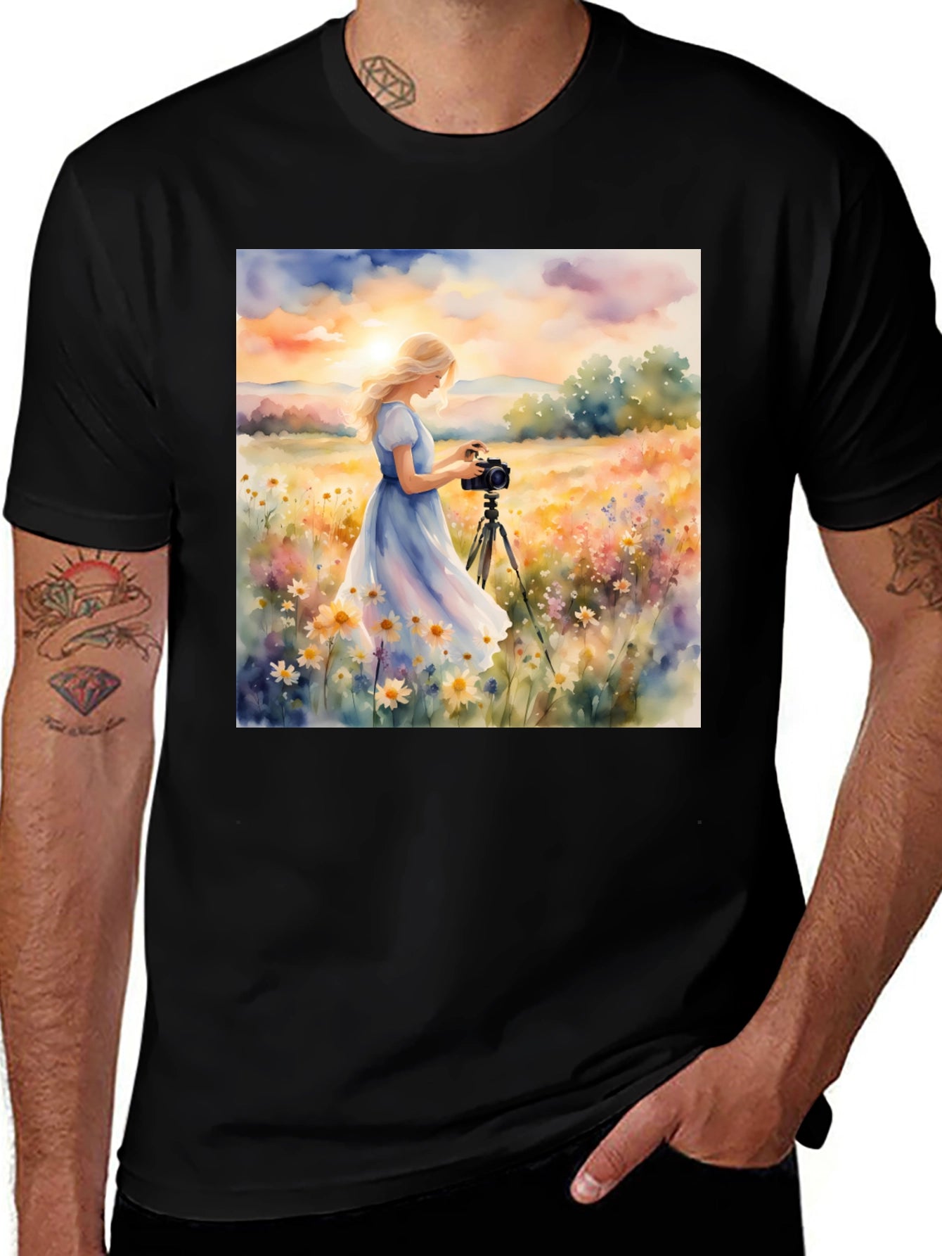 Floral Photographer Graphic T-Shirt