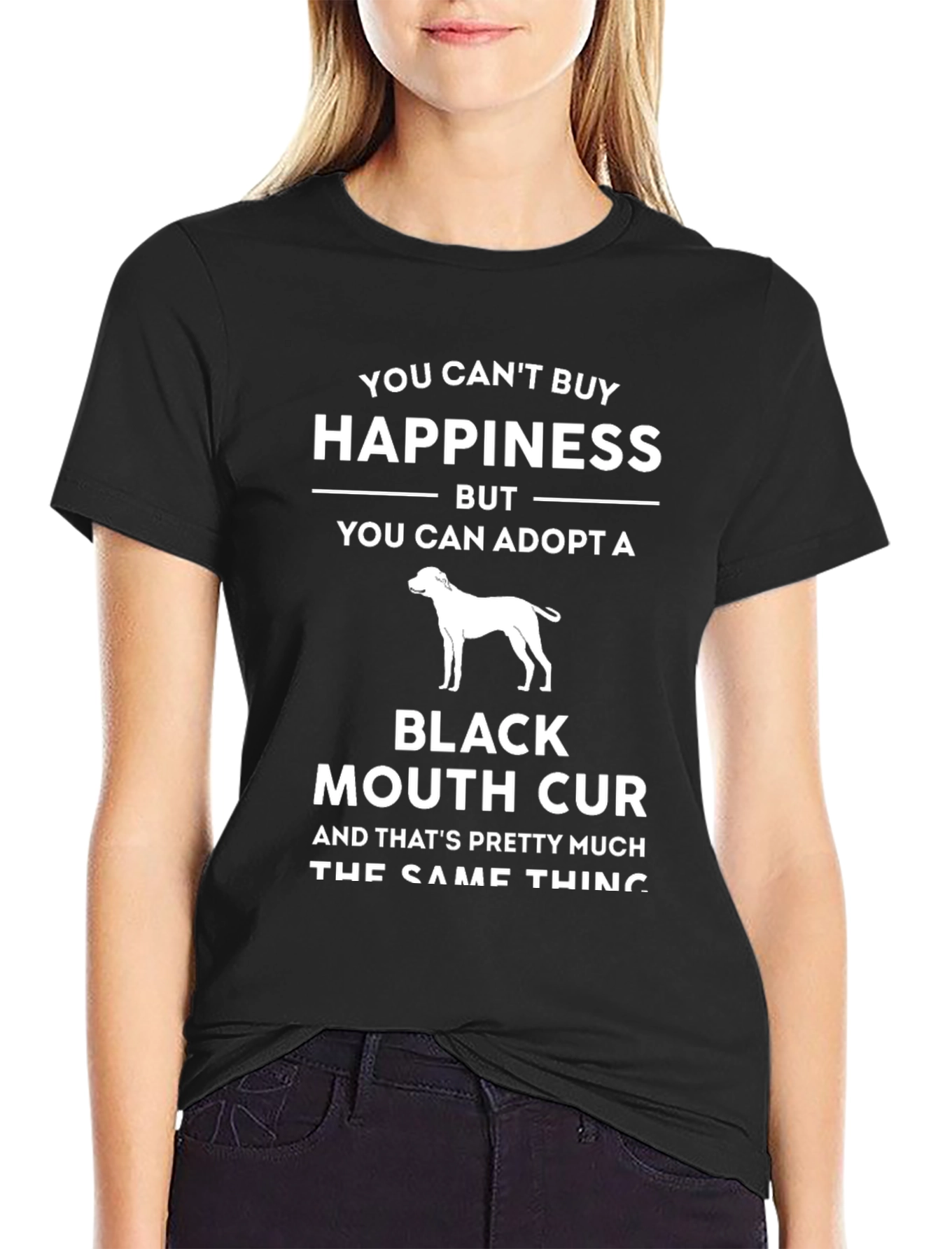 Black Mouth Cur T-Shirt - Adopt Happiness