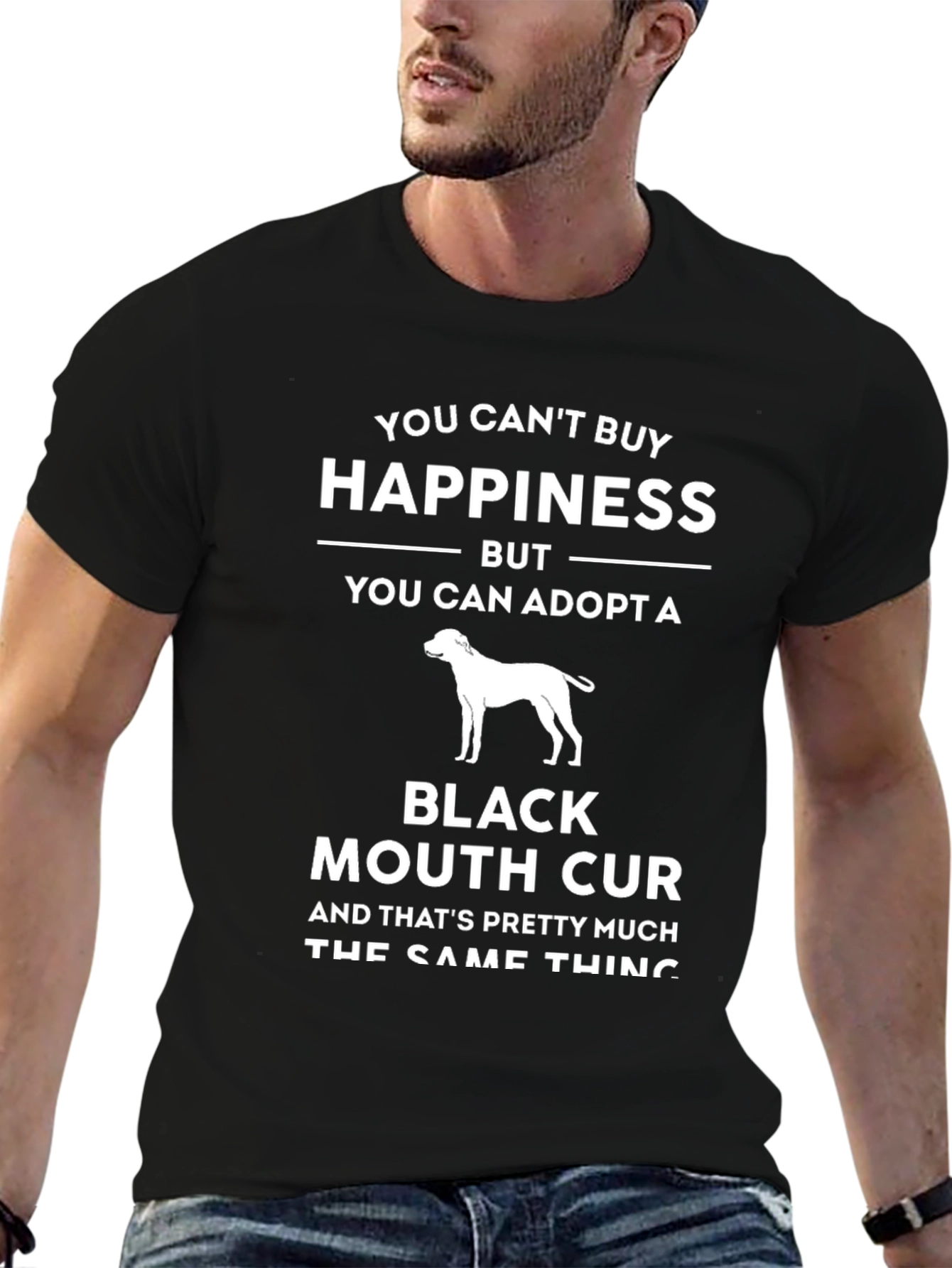 Black Mouth Cur T-Shirt - Adopt Happiness