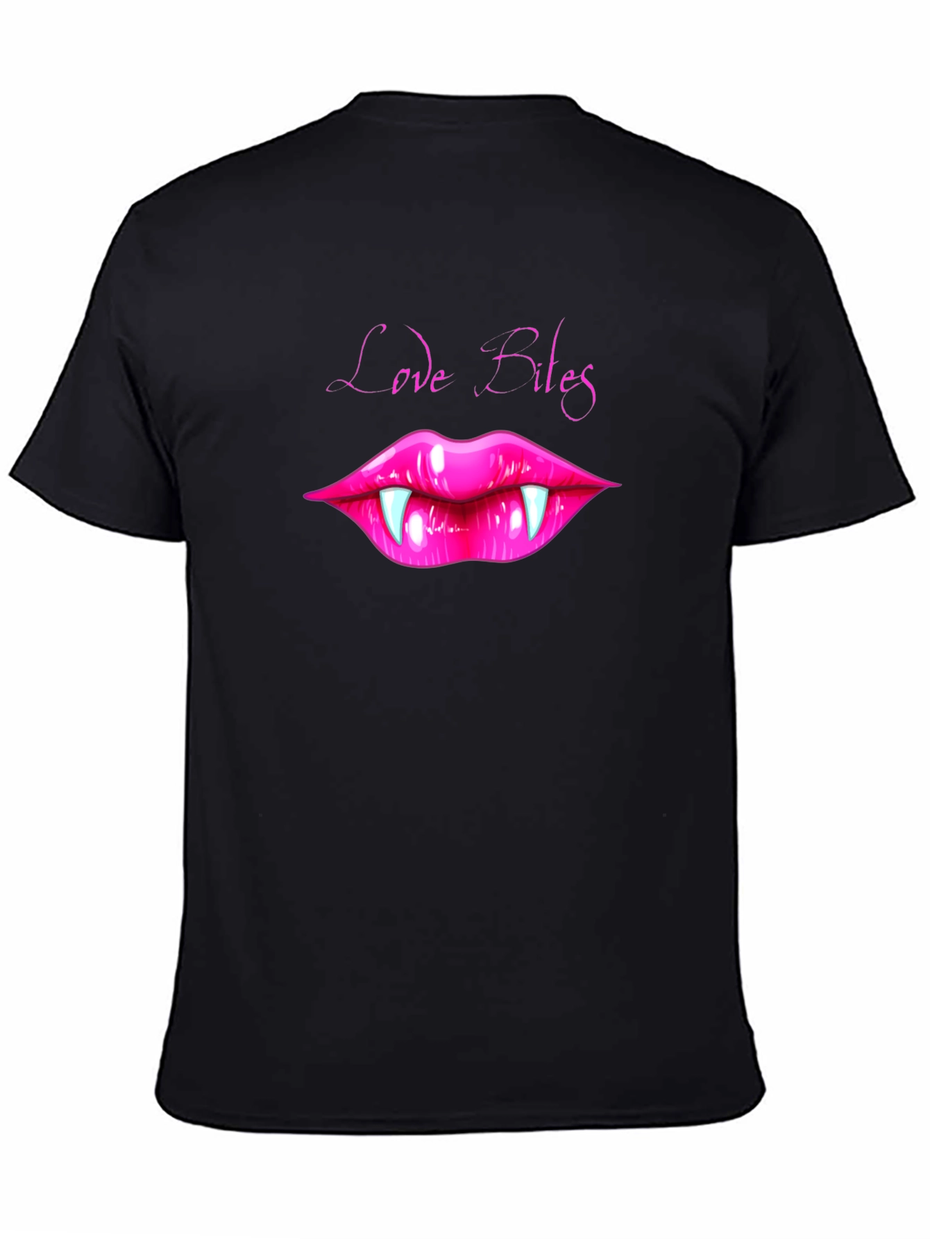 Love Bites Vampire Lips Graphic Tee - Black