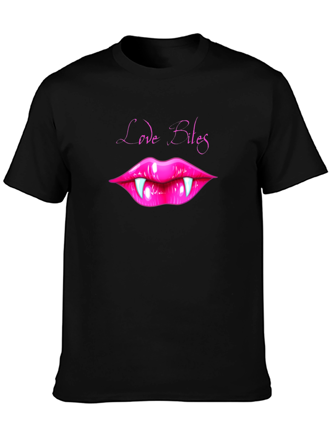 Love Bites Vampire Lips Graphic Tee - Black