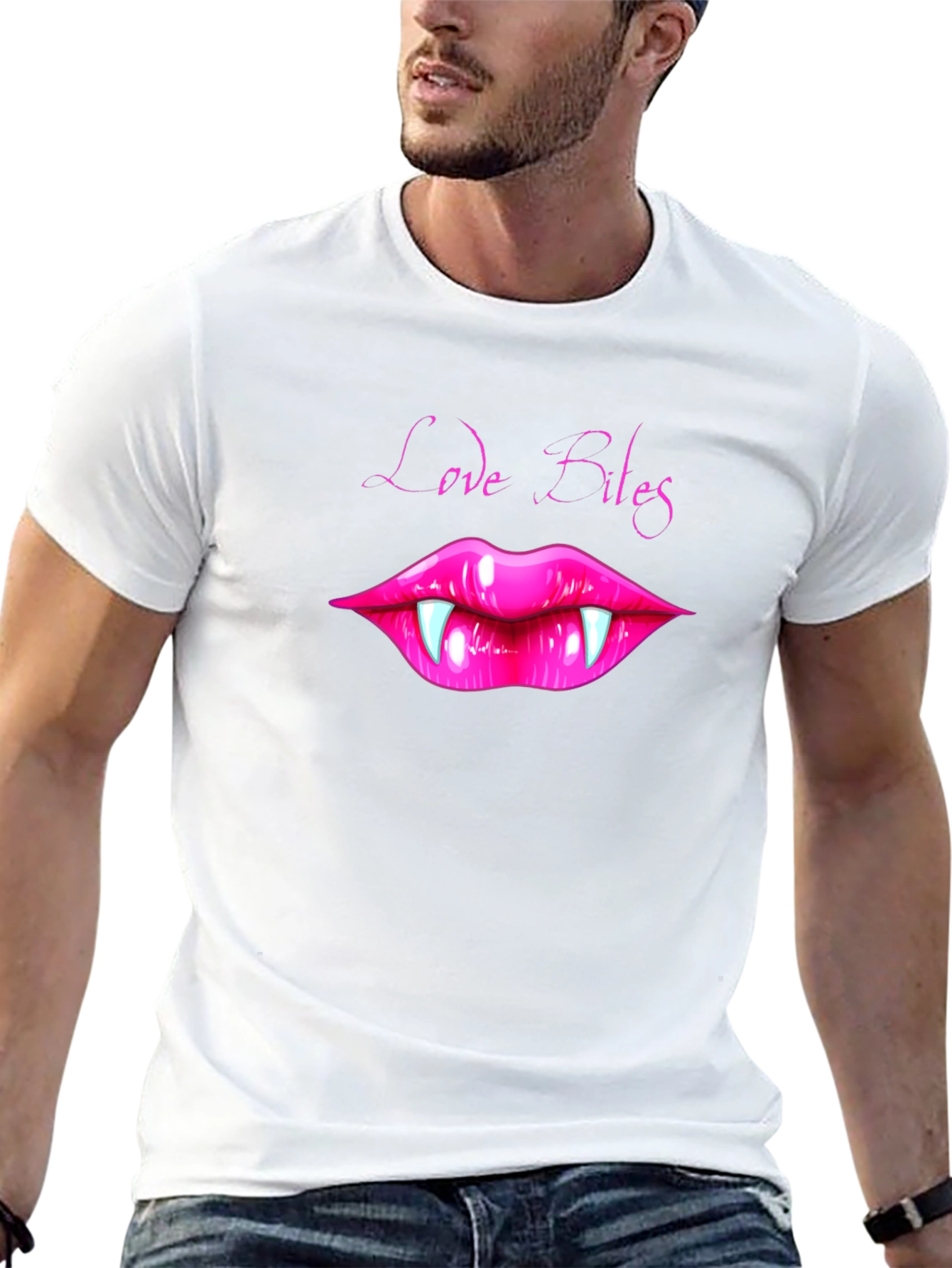 Love Bites Vampire Lips Graphic Tee - Black