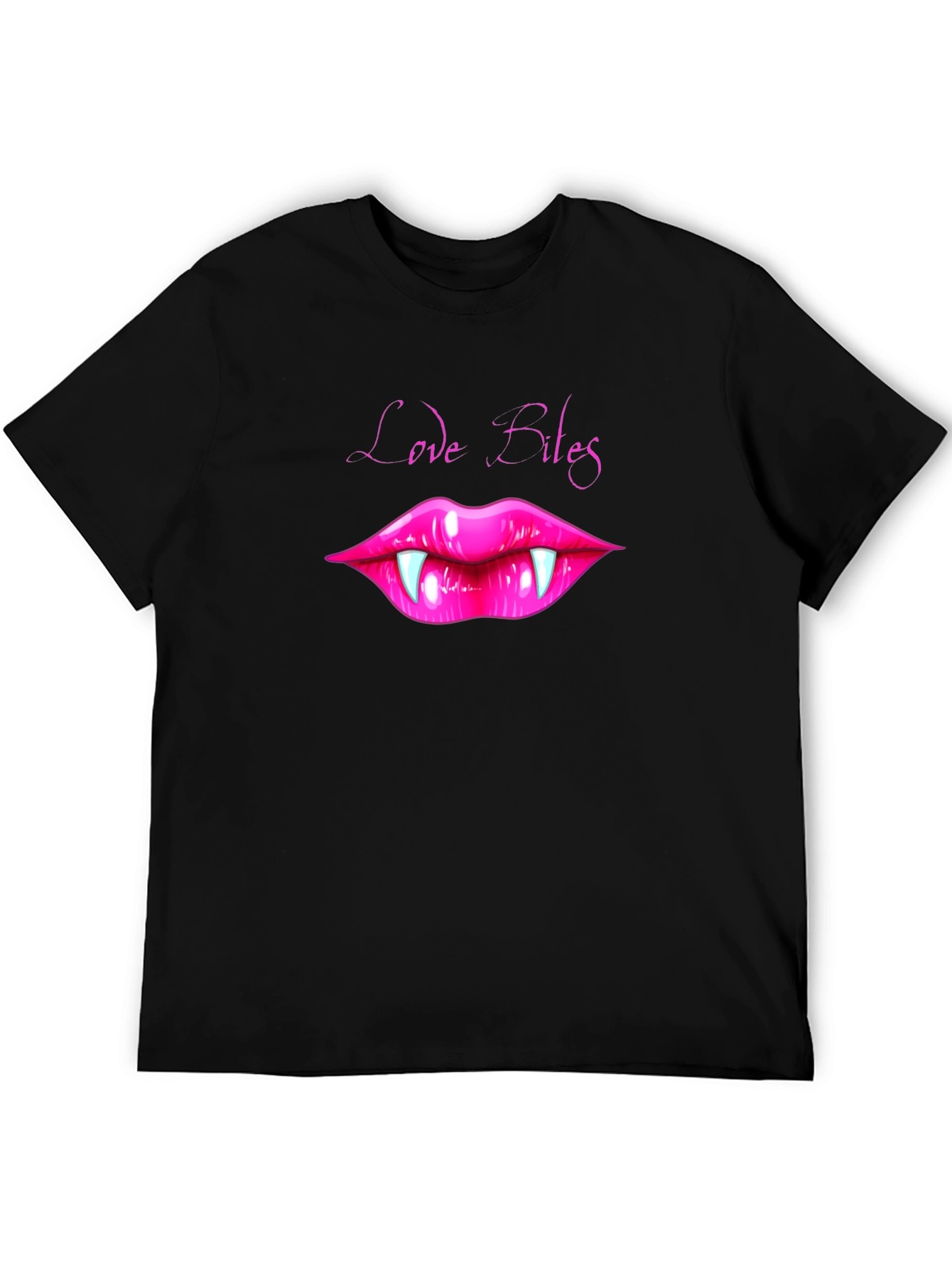 Love Bites Vampire Lips Graphic Tee - Black