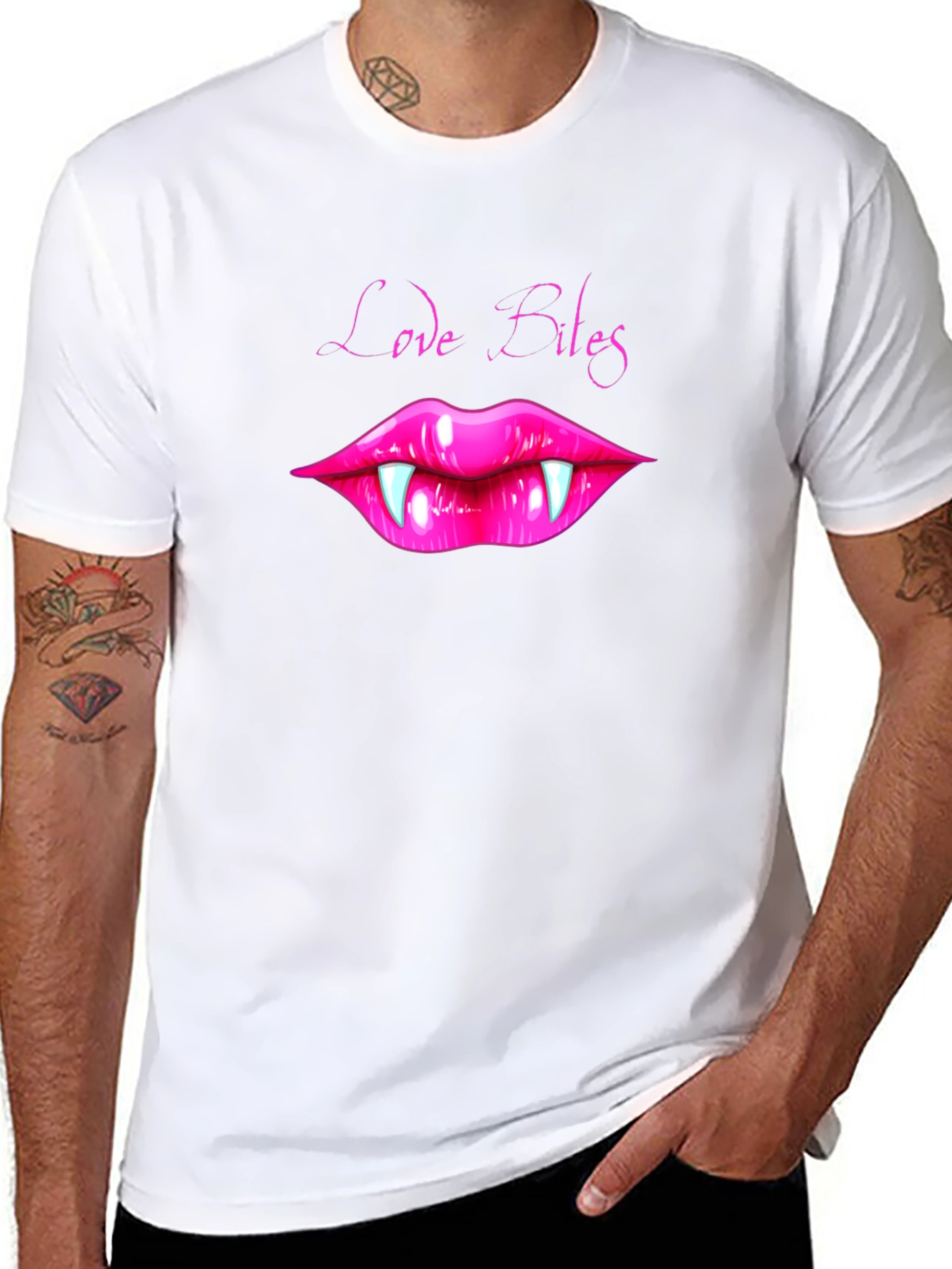Love Bites Vampire Lips Graphic Tee - Black