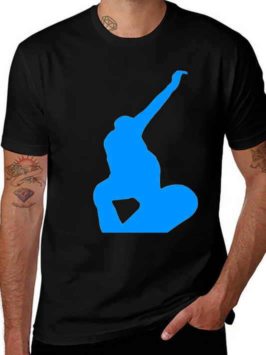 Blue Snowboarder Graphic Black T-Shirt