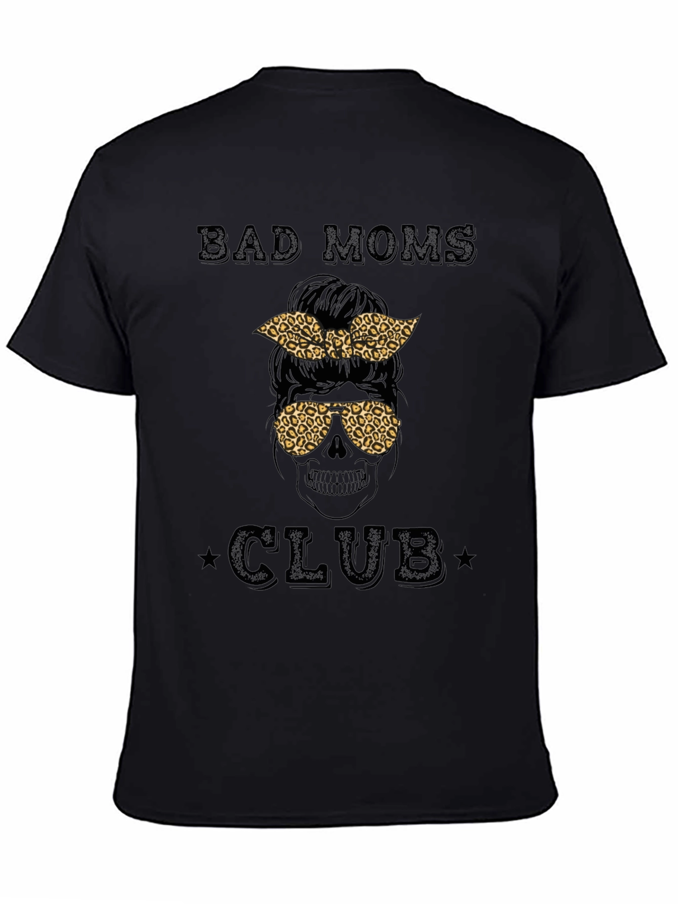 Bad Moms Club Graphic Tee - Leopard Print Skull