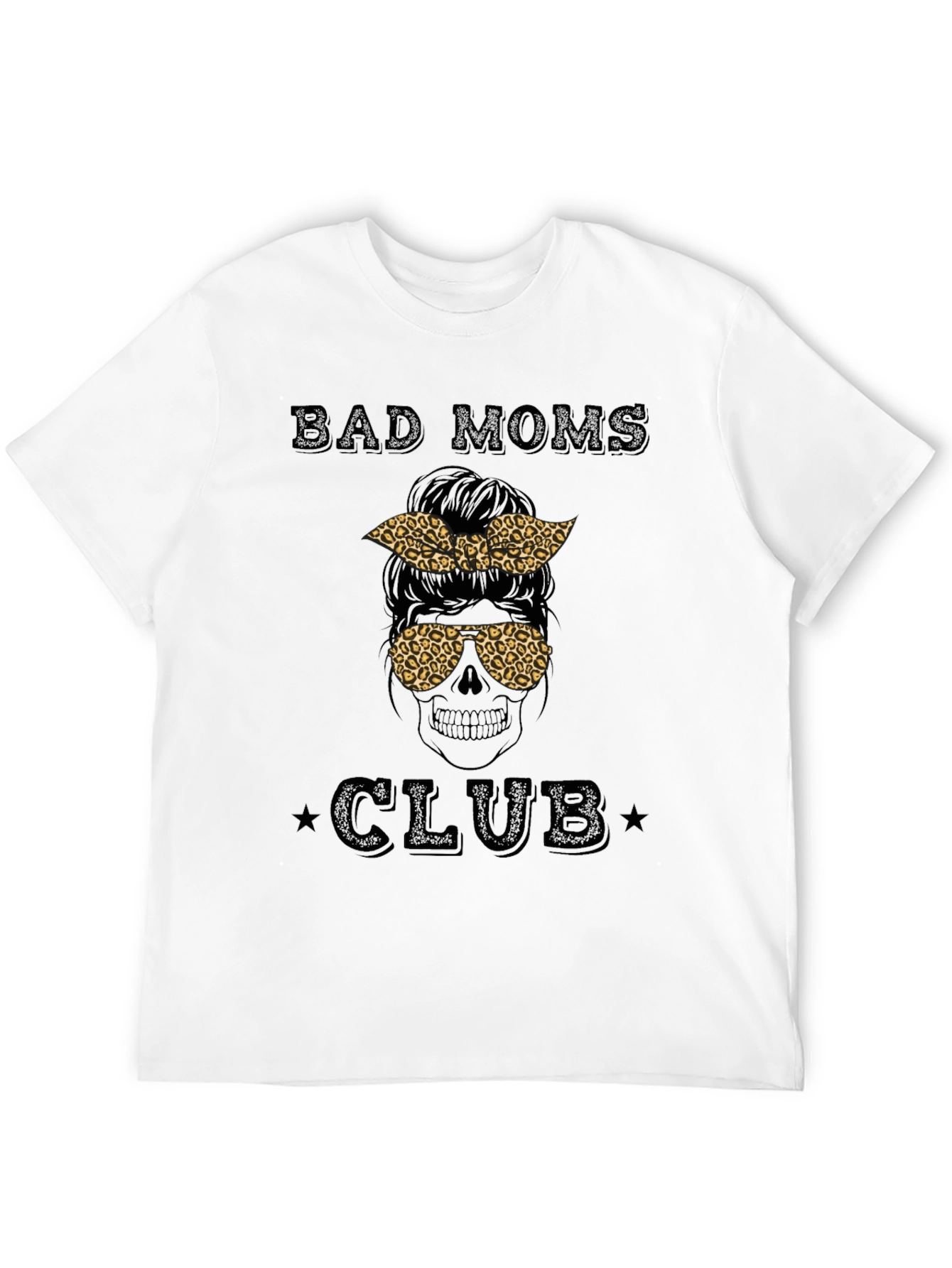Bad Moms Club Graphic Tee - Leopard Print Skull