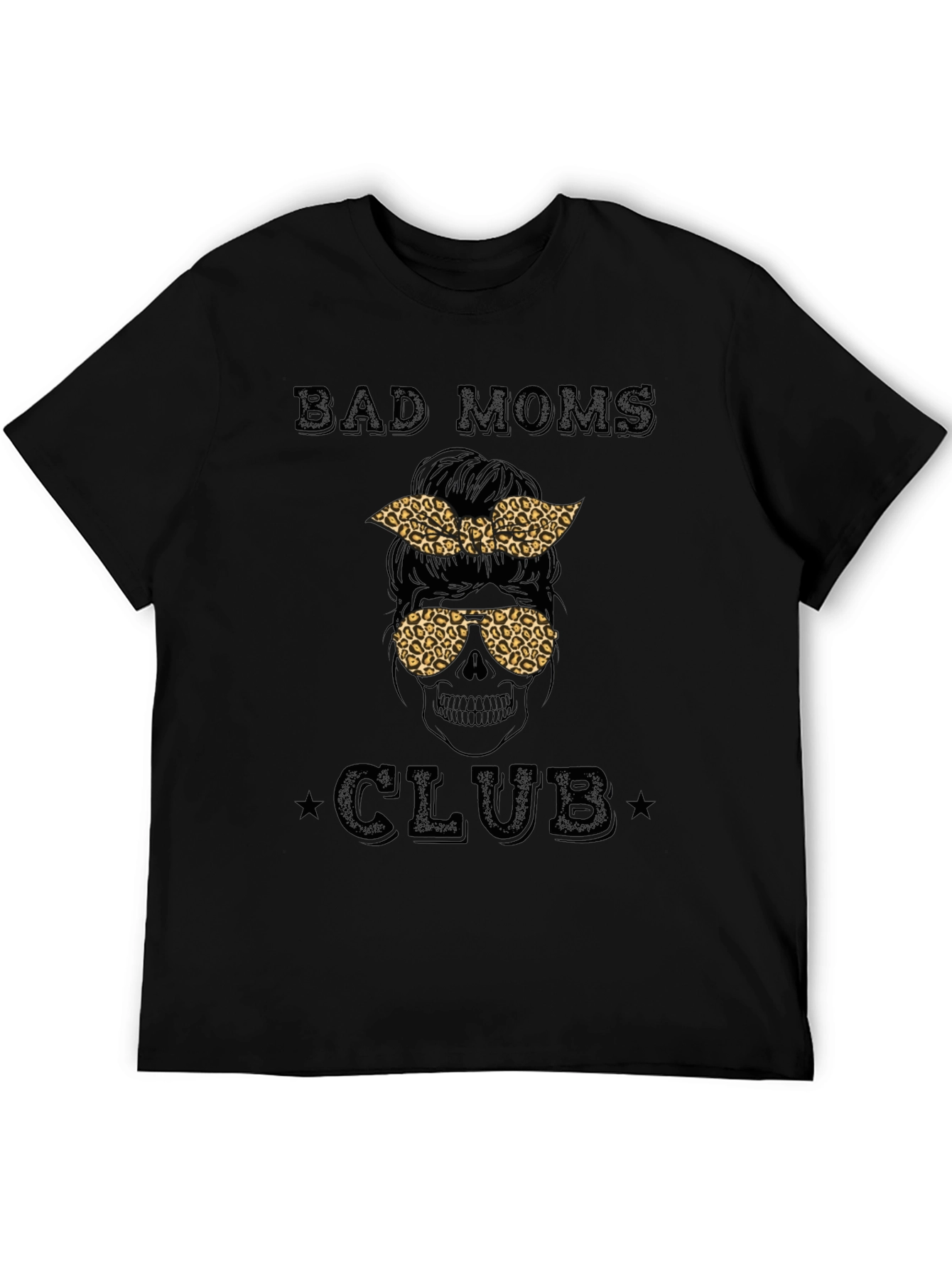 Bad Moms Club Graphic Tee - Leopard Print Skull