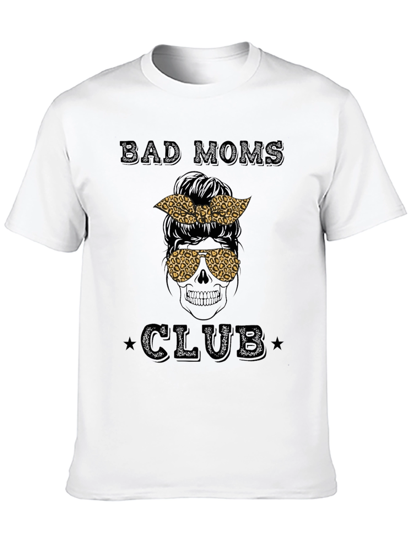 Bad Moms Club Graphic Tee - Leopard Print Skull