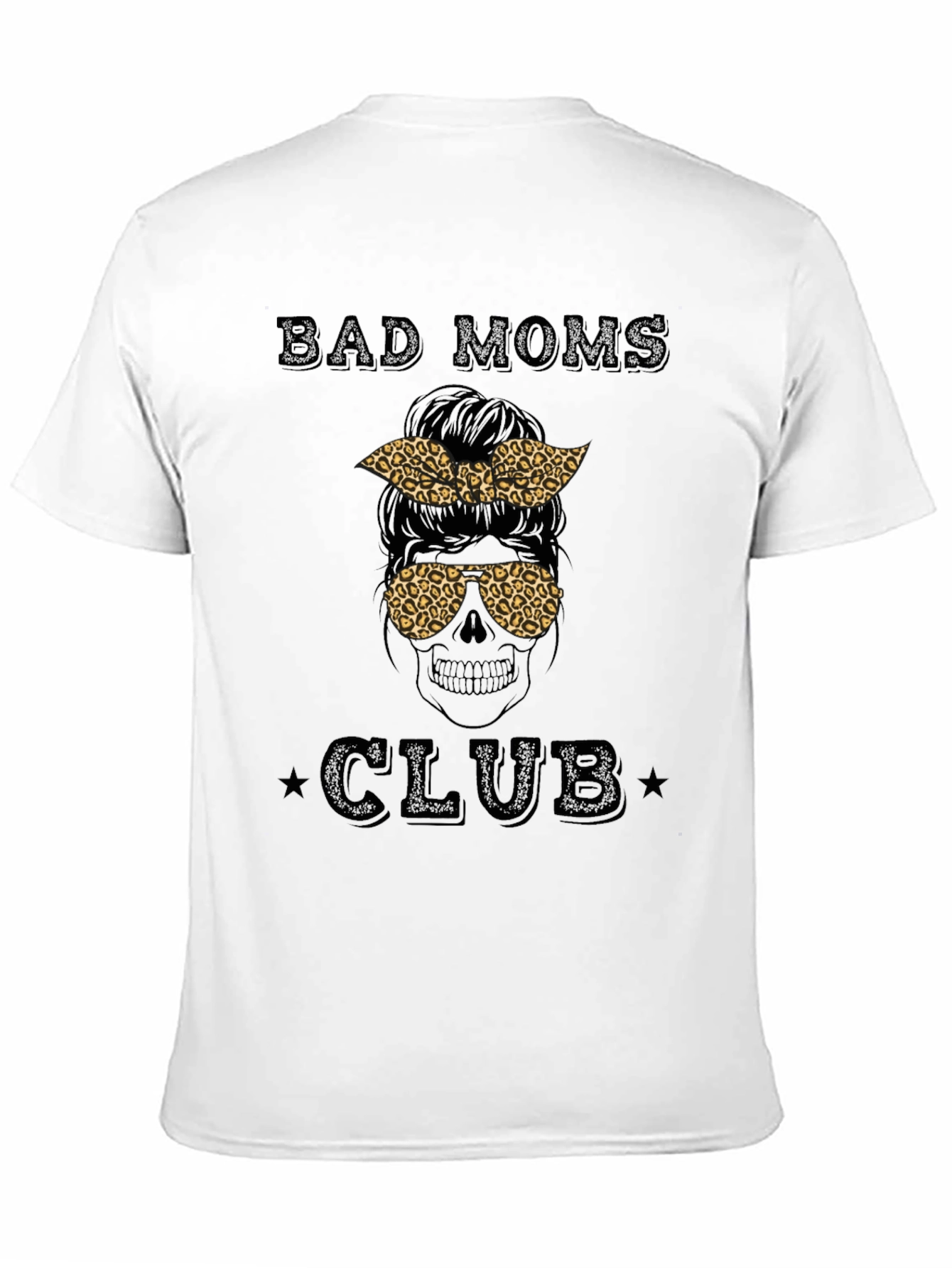 Bad Moms Club Graphic Tee - Leopard Print Skull
