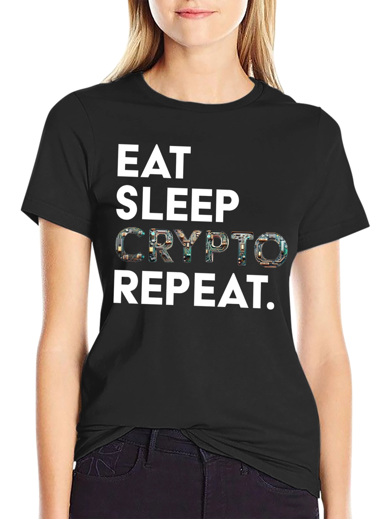 Eat Sleep Crypto Repeat Black T-Shirt
