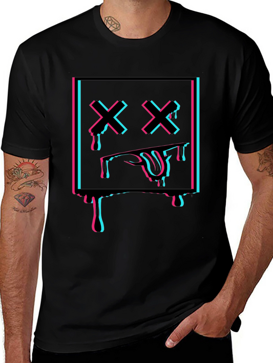 Glitch Smiley Black T-Shirt