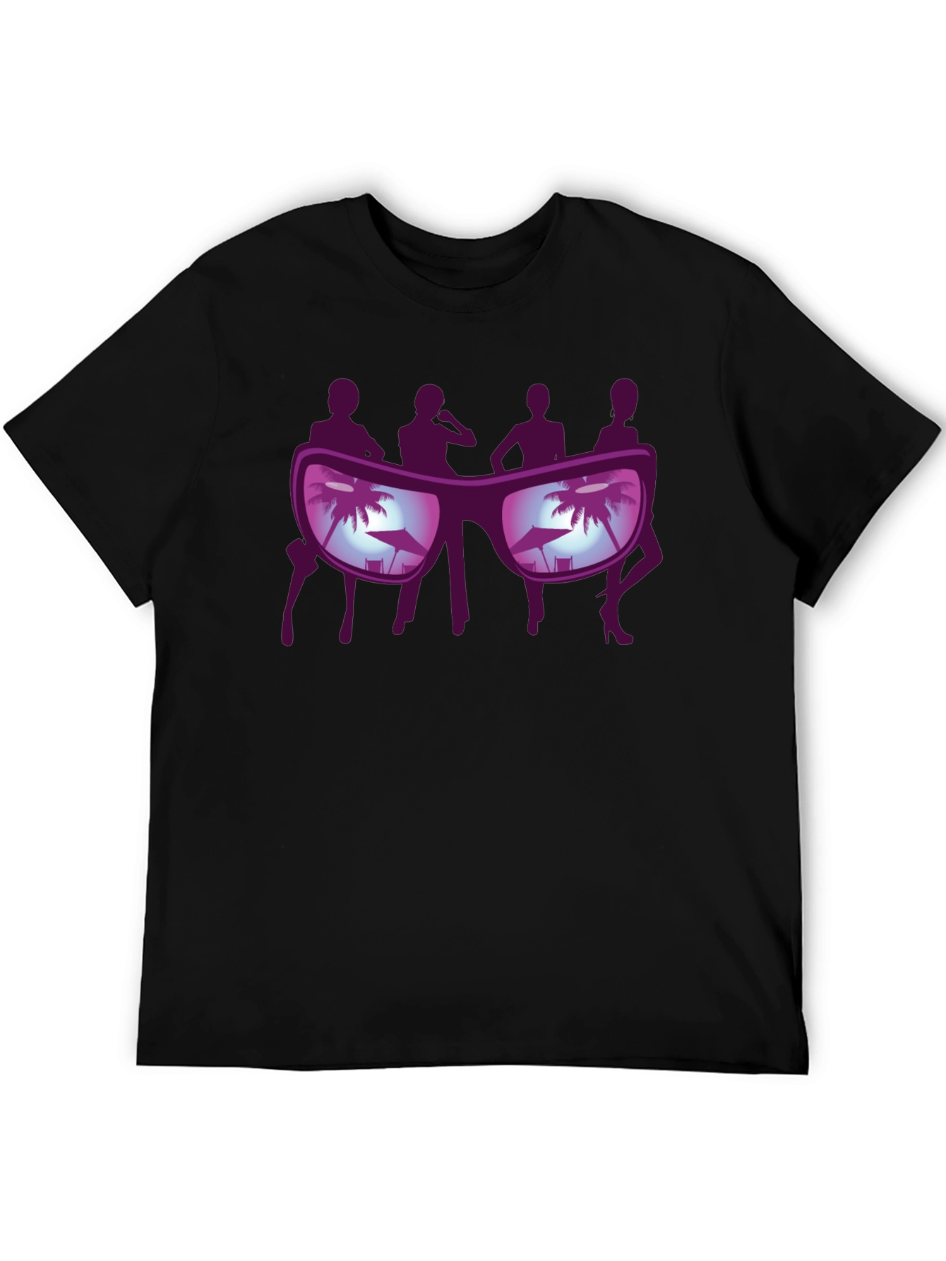 Sunglasses Beach Scene T-Shirt - Black