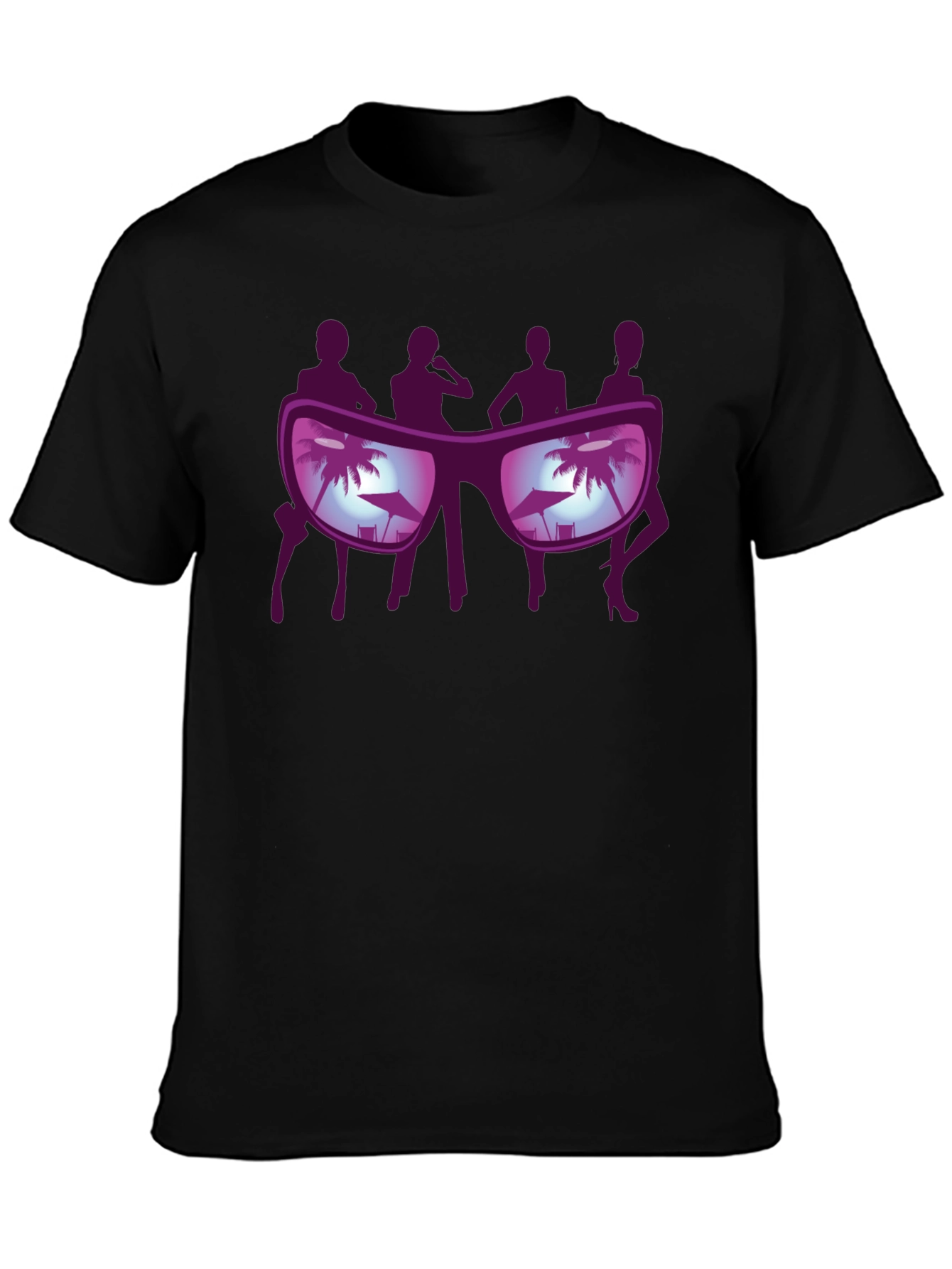 Sunglasses Beach Scene T-Shirt - Black