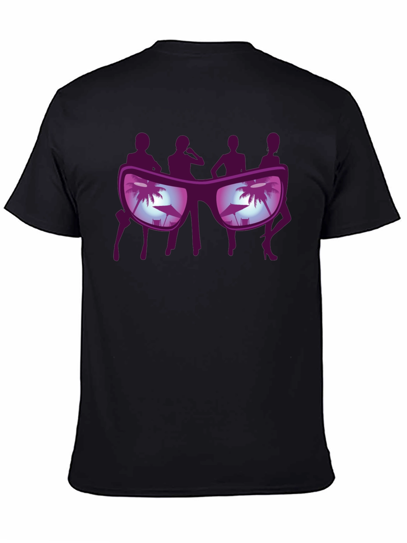 Sunglasses Beach Scene T-Shirt - Black