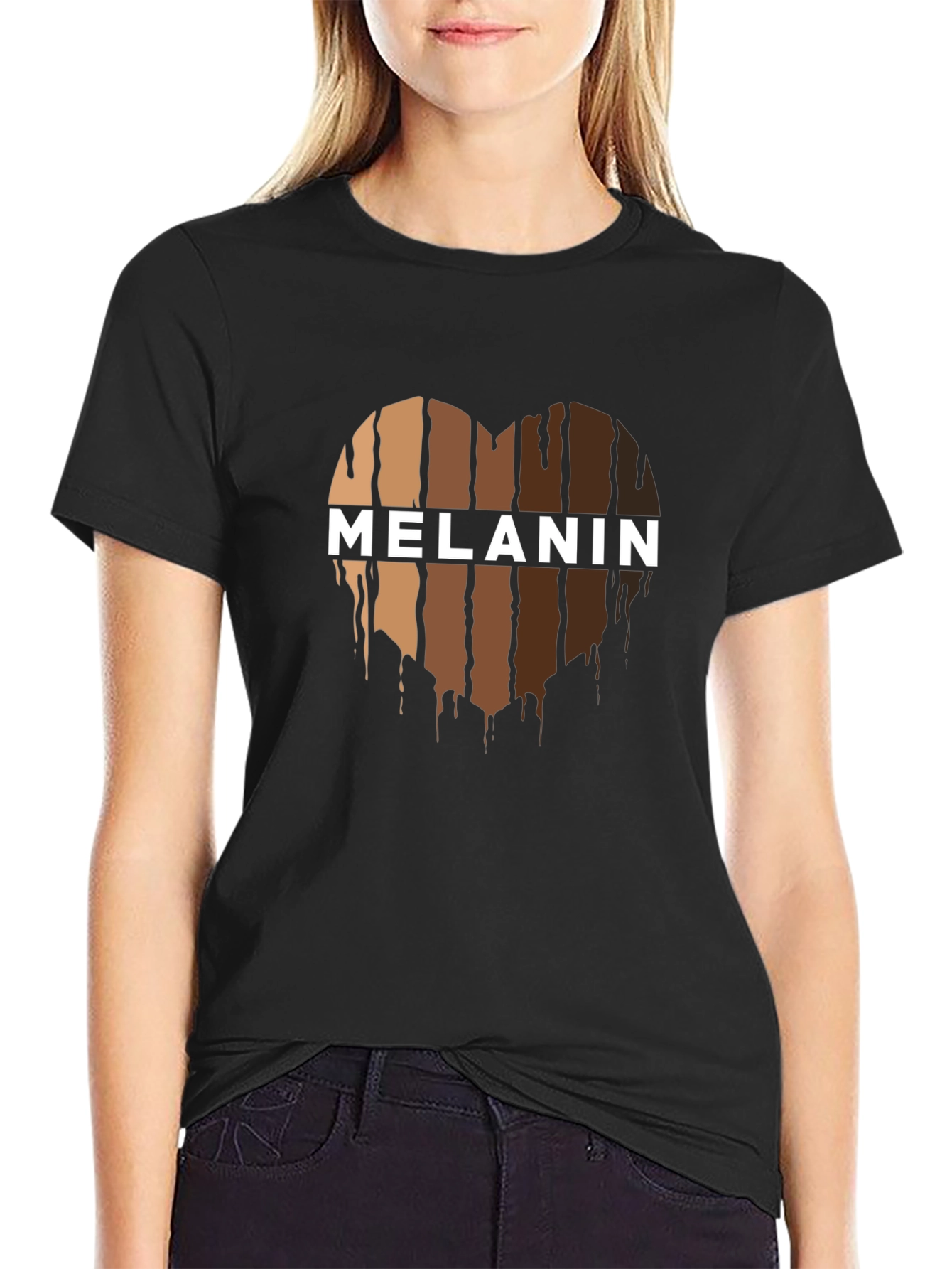Melanin Heart Graphic Black Tee