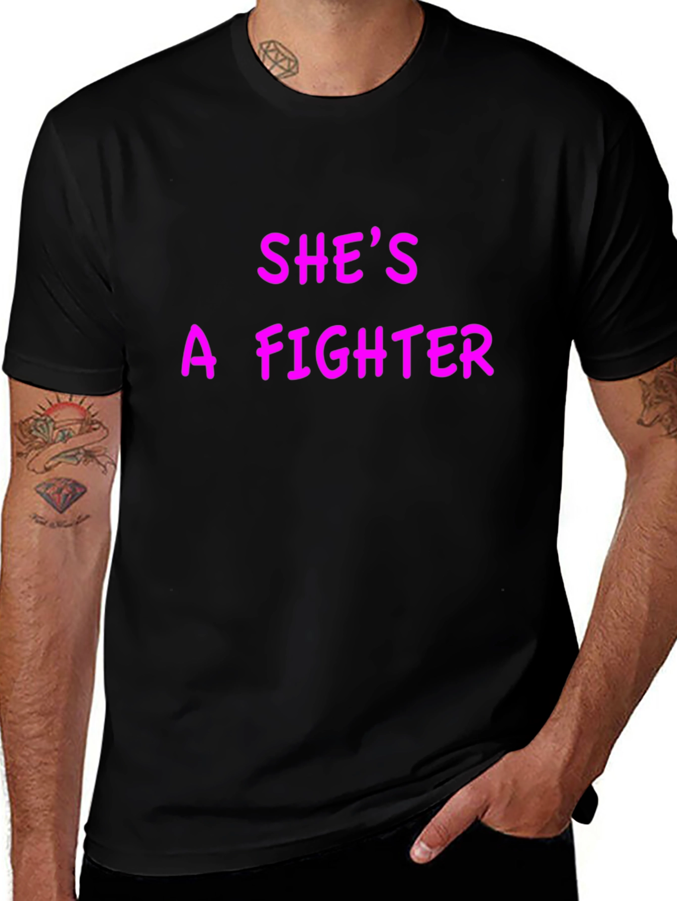 Shes A Fighter Graphic Tee - Black