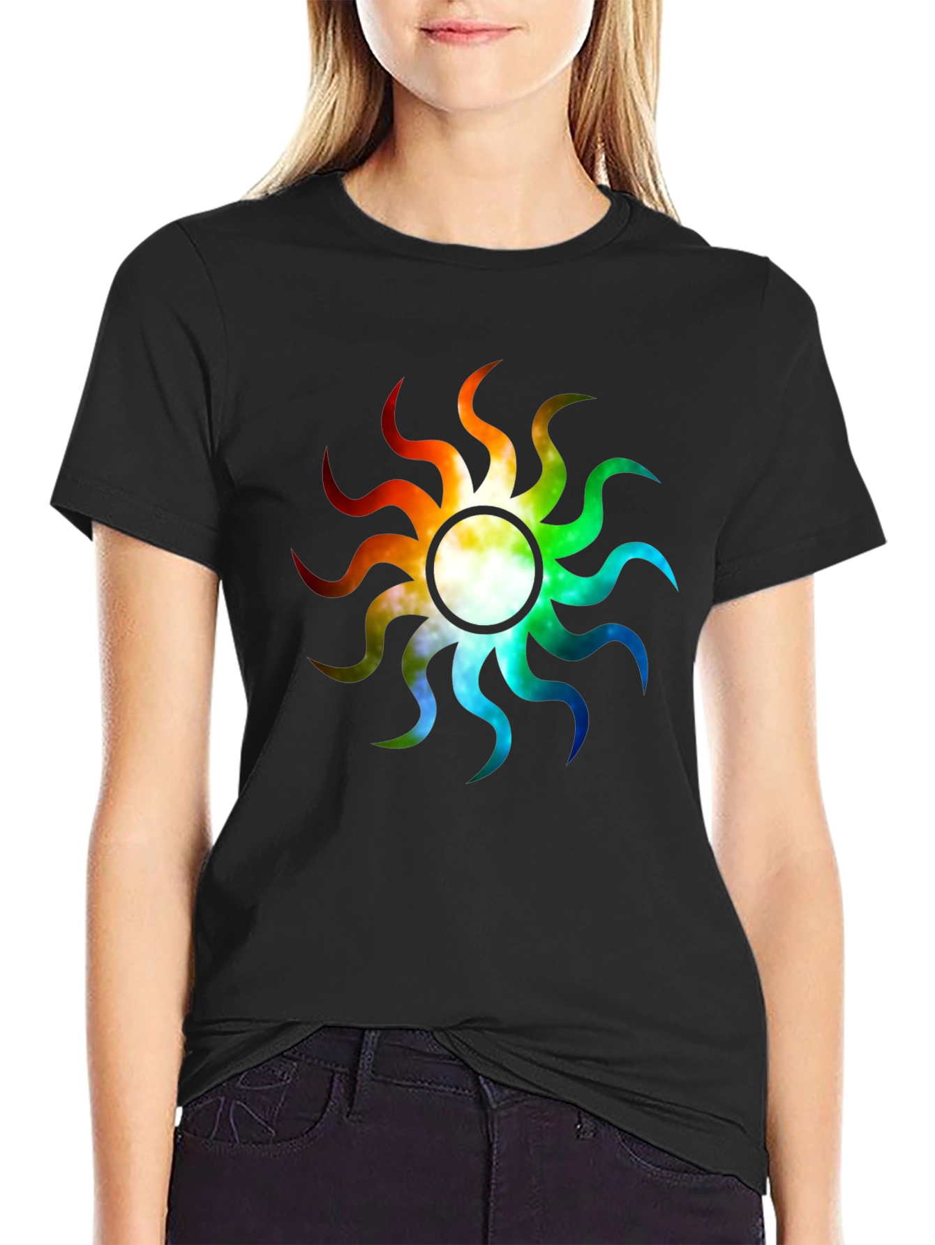Rainbow Sunburst Graphic T-Shirt - Unique Design