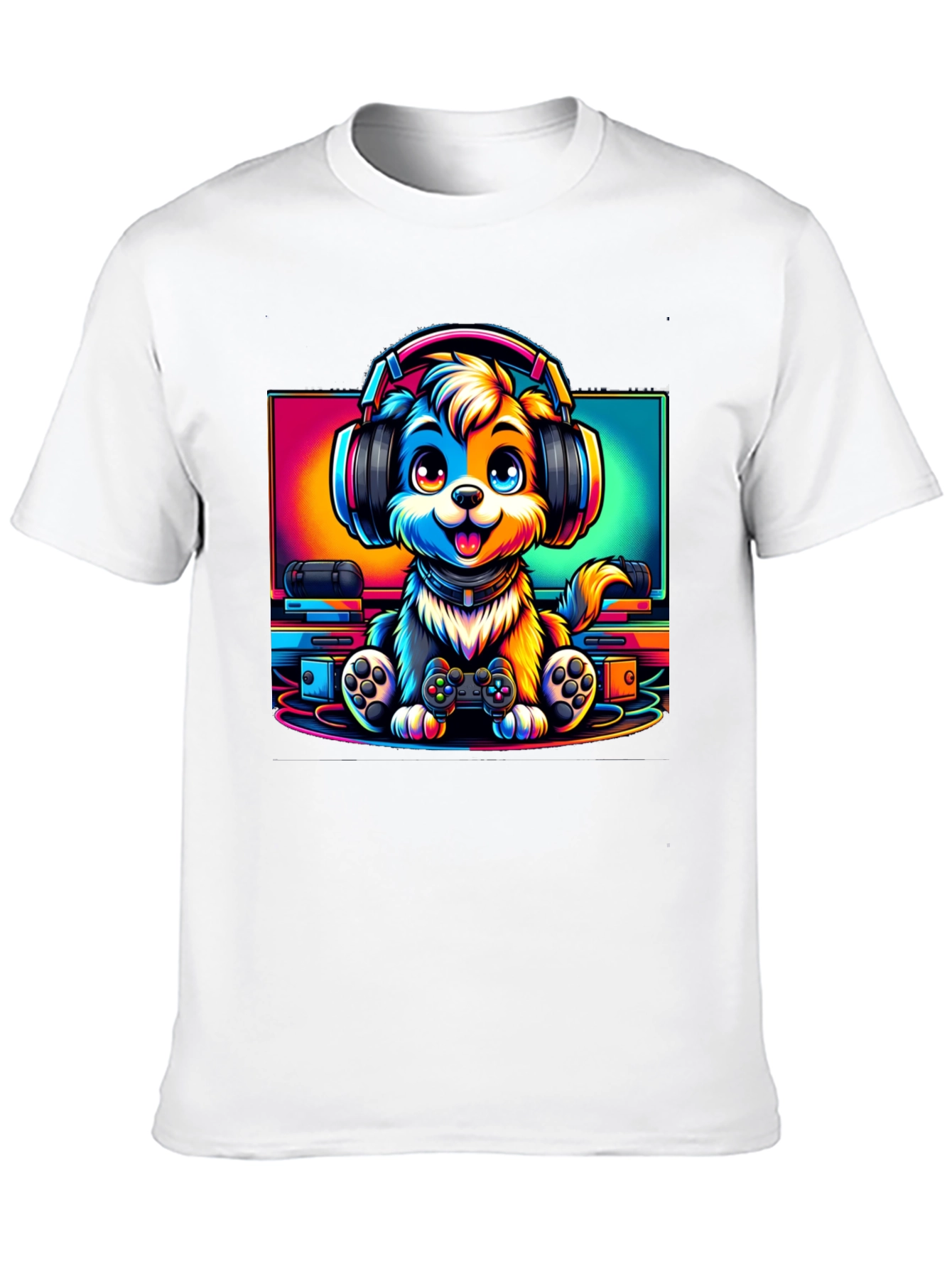 Gamer Dog Graphic T-Shirt - Black Cotton Tee