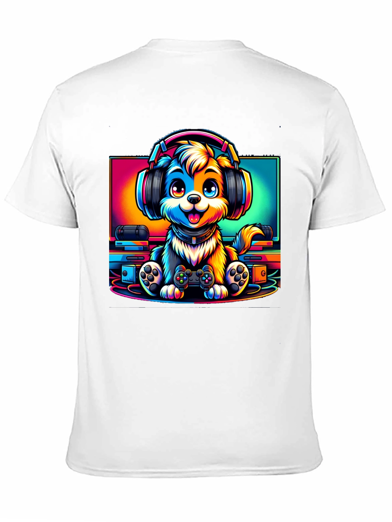 Gamer Dog Graphic T-Shirt - Black Cotton Tee