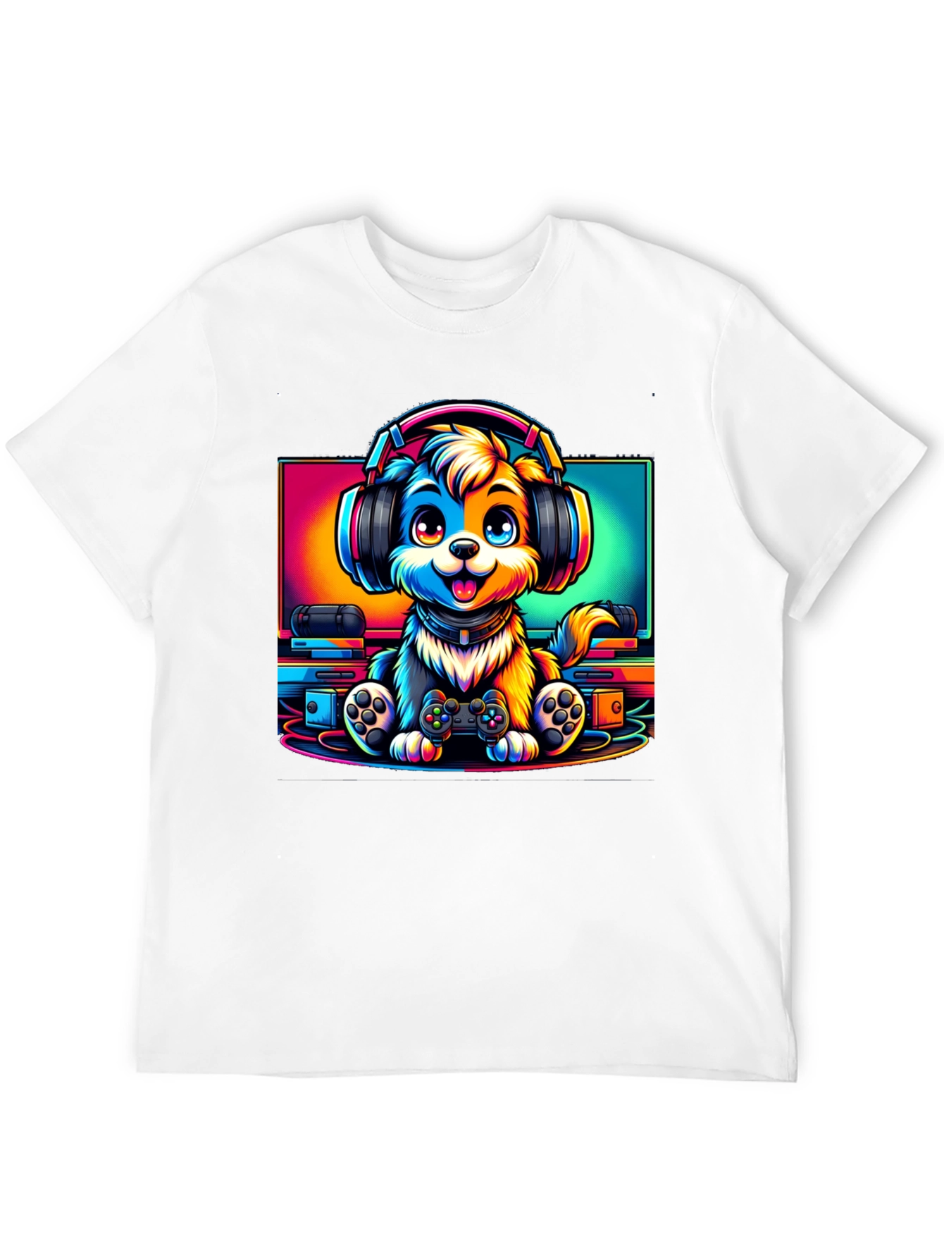 Gamer Dog Graphic T-Shirt - Black Cotton Tee