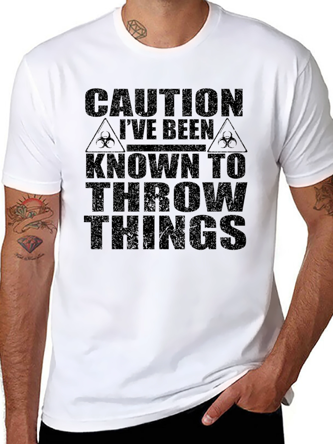 Caution Throw Things Graphic Tee - Humor T-Shirt