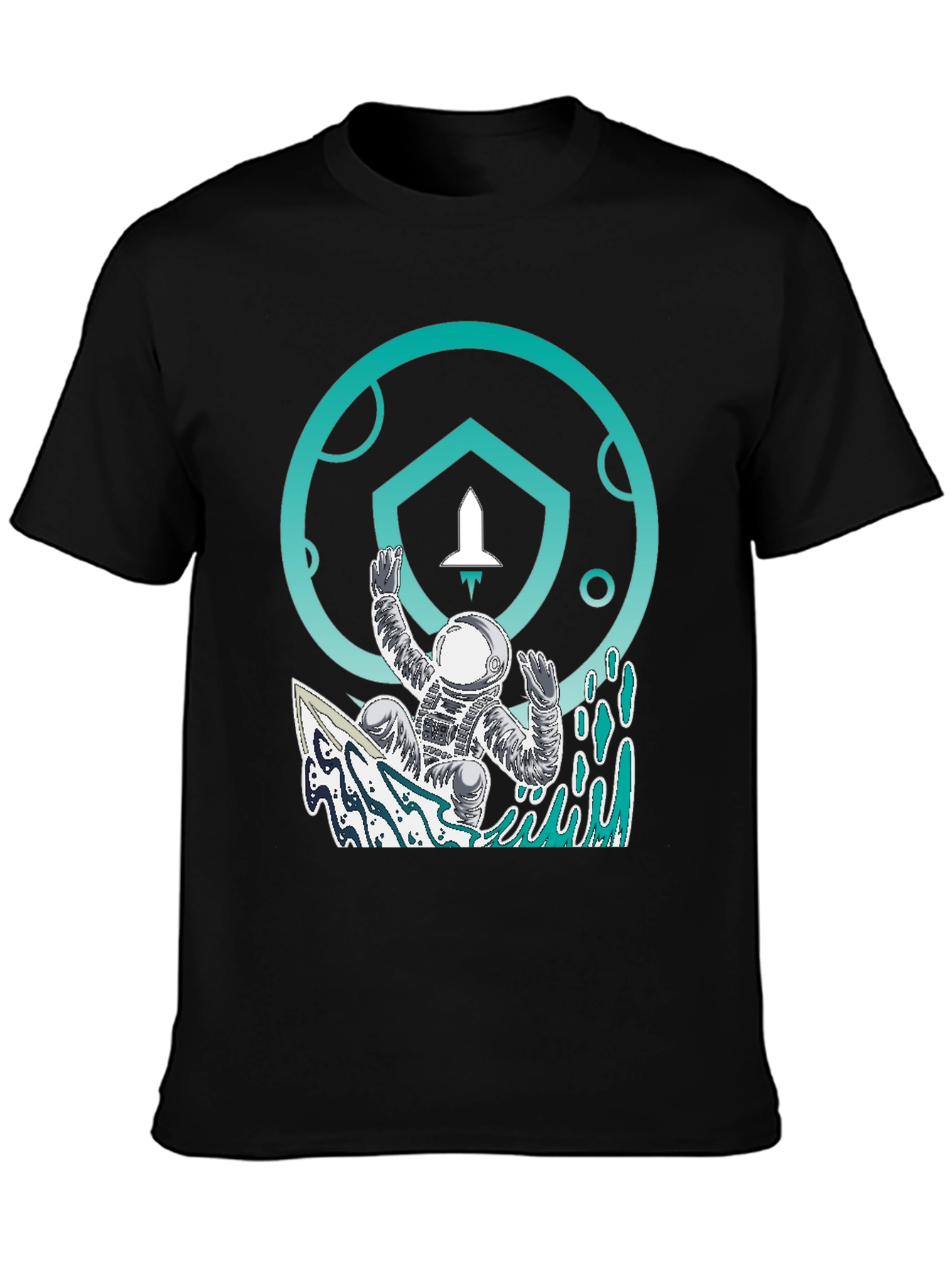 Astronaut Surfing T-Shirt - Space Adventure Tee