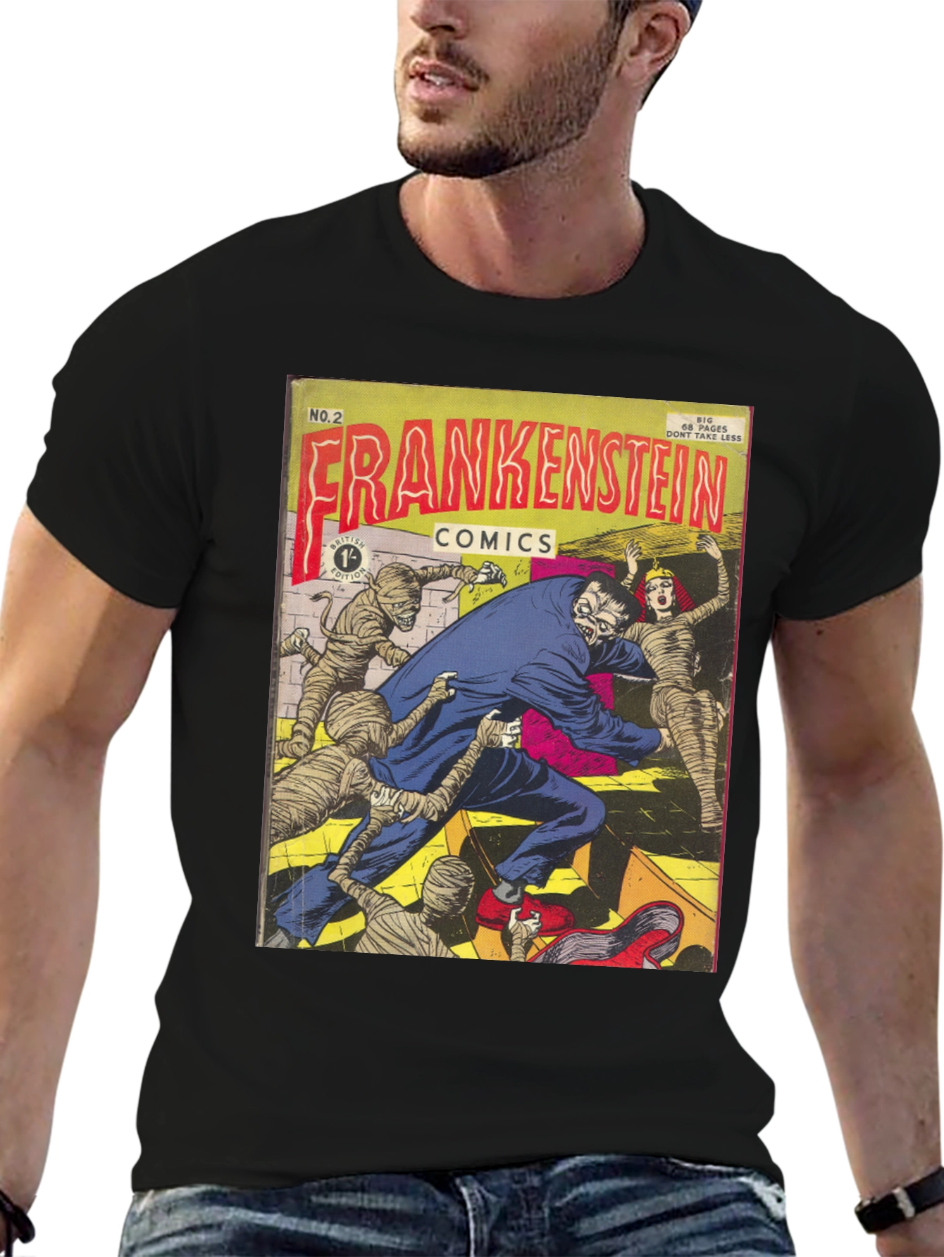 Frankenstein Comic Book Cover Graphic Tee
