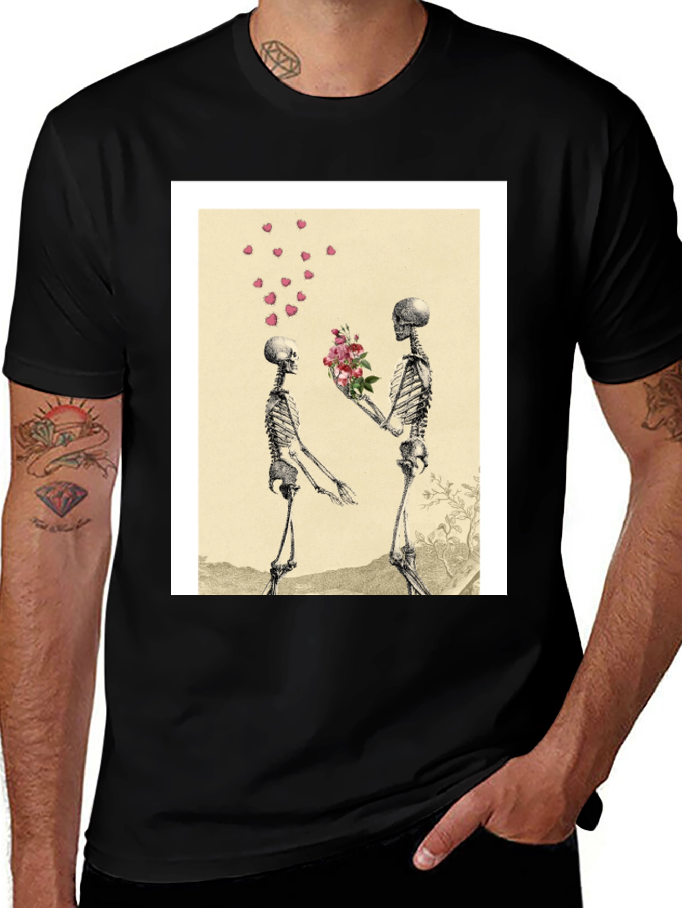 Skeleton Romance Graphic Tee - Black
