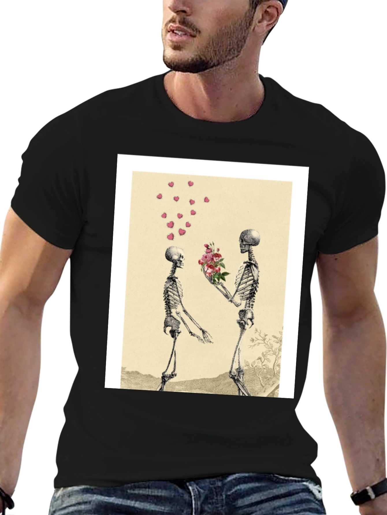 Skeleton Romance Graphic Tee - Black
