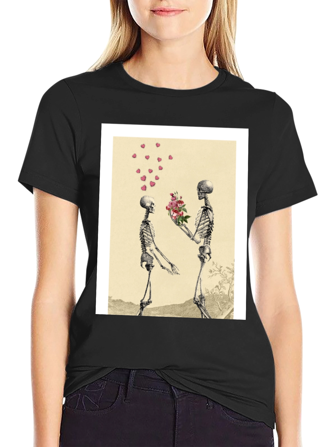 Skeleton Romance Graphic Tee - Black