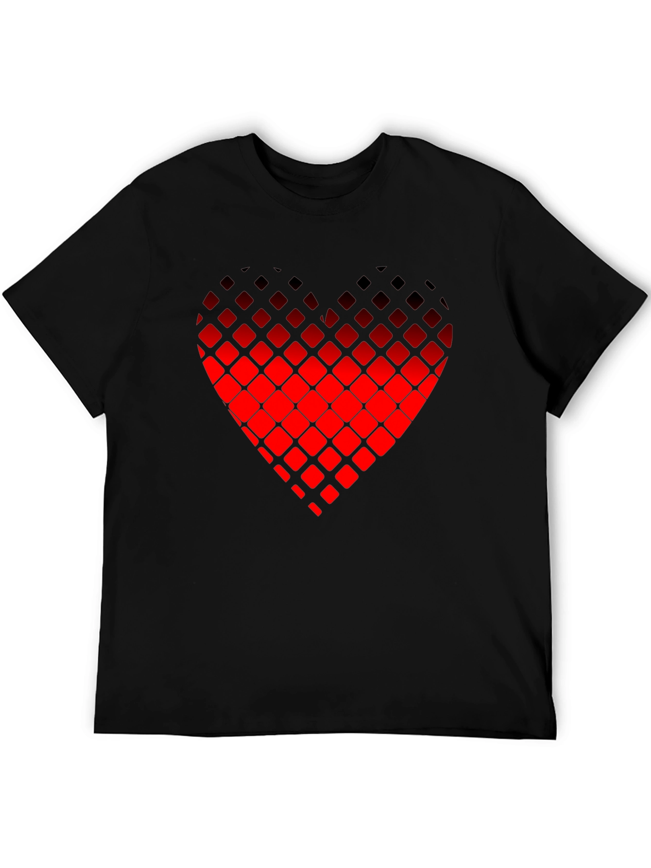 Pixelated Heart Graphic Tee - Black Casual Shirt
