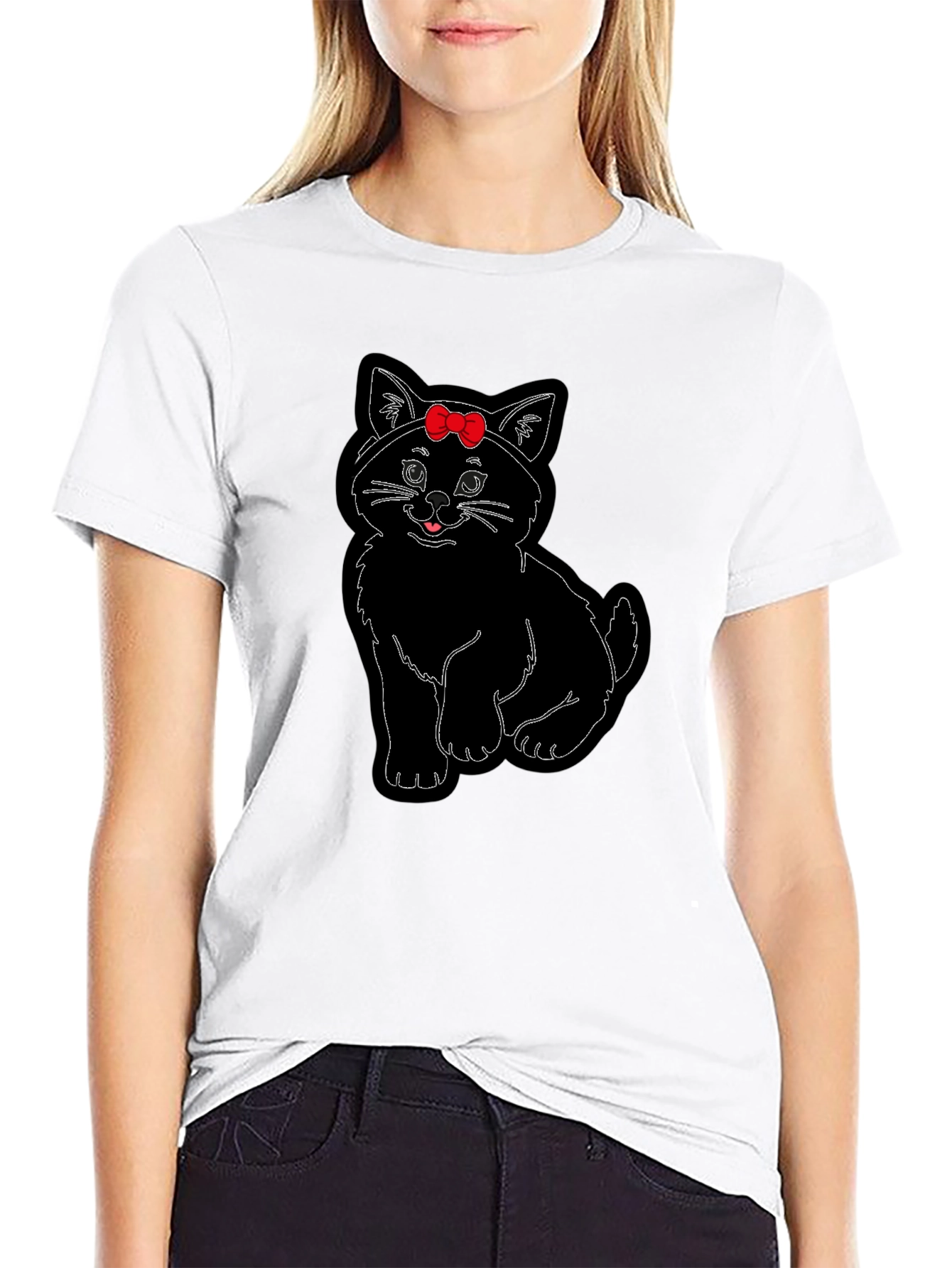 Cute Cat T-Shirt with Bow