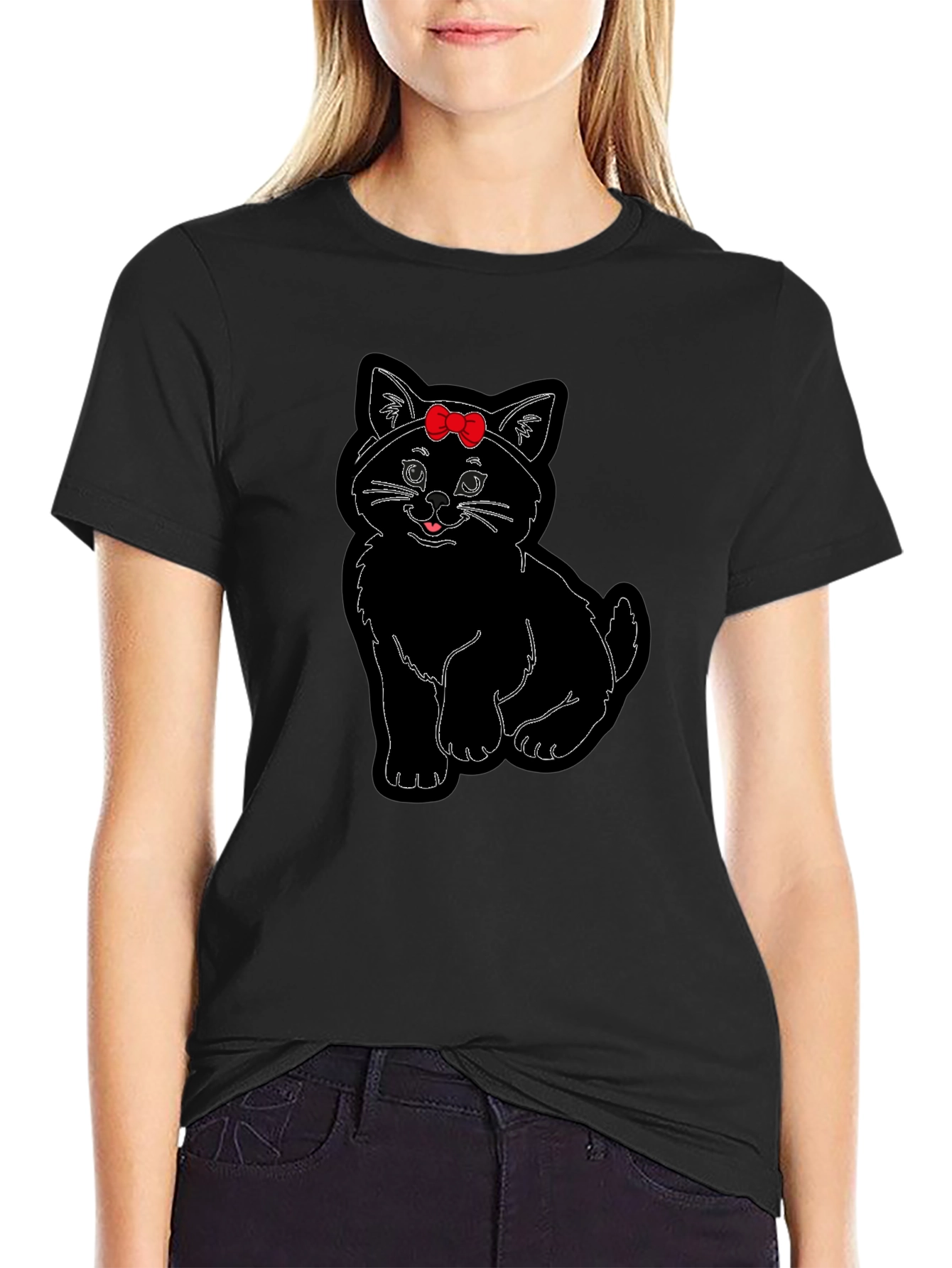 Cute Cat T-Shirt with Bow