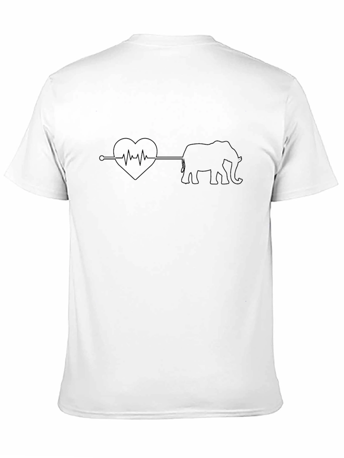 Elephant Heartbeat Line Art T-Shirt - Unisex
