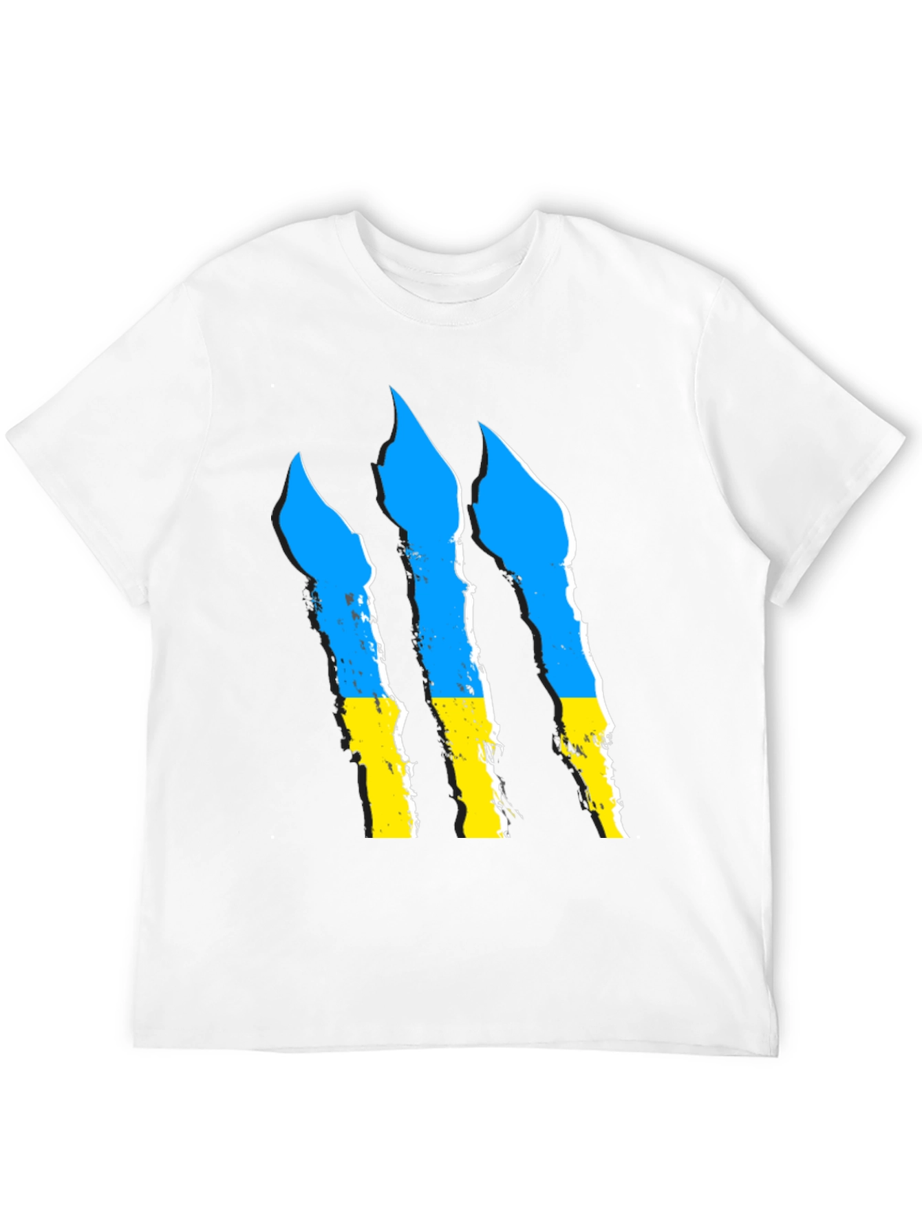 Ukraine Flag Claw Marks Black T-Shirt
