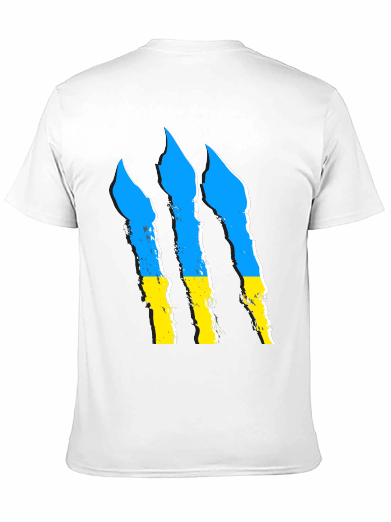Ukraine Flag Claw Marks Black T-Shirt