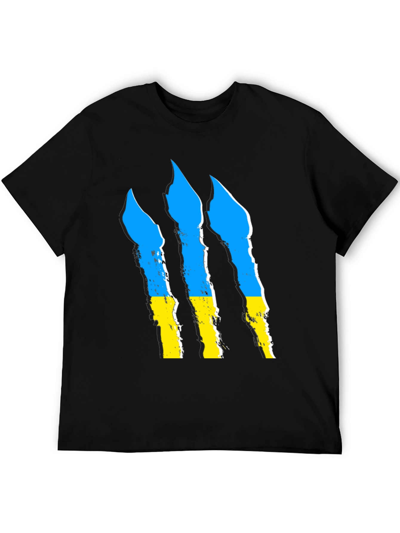 Ukraine Flag Claw Marks Black T-Shirt