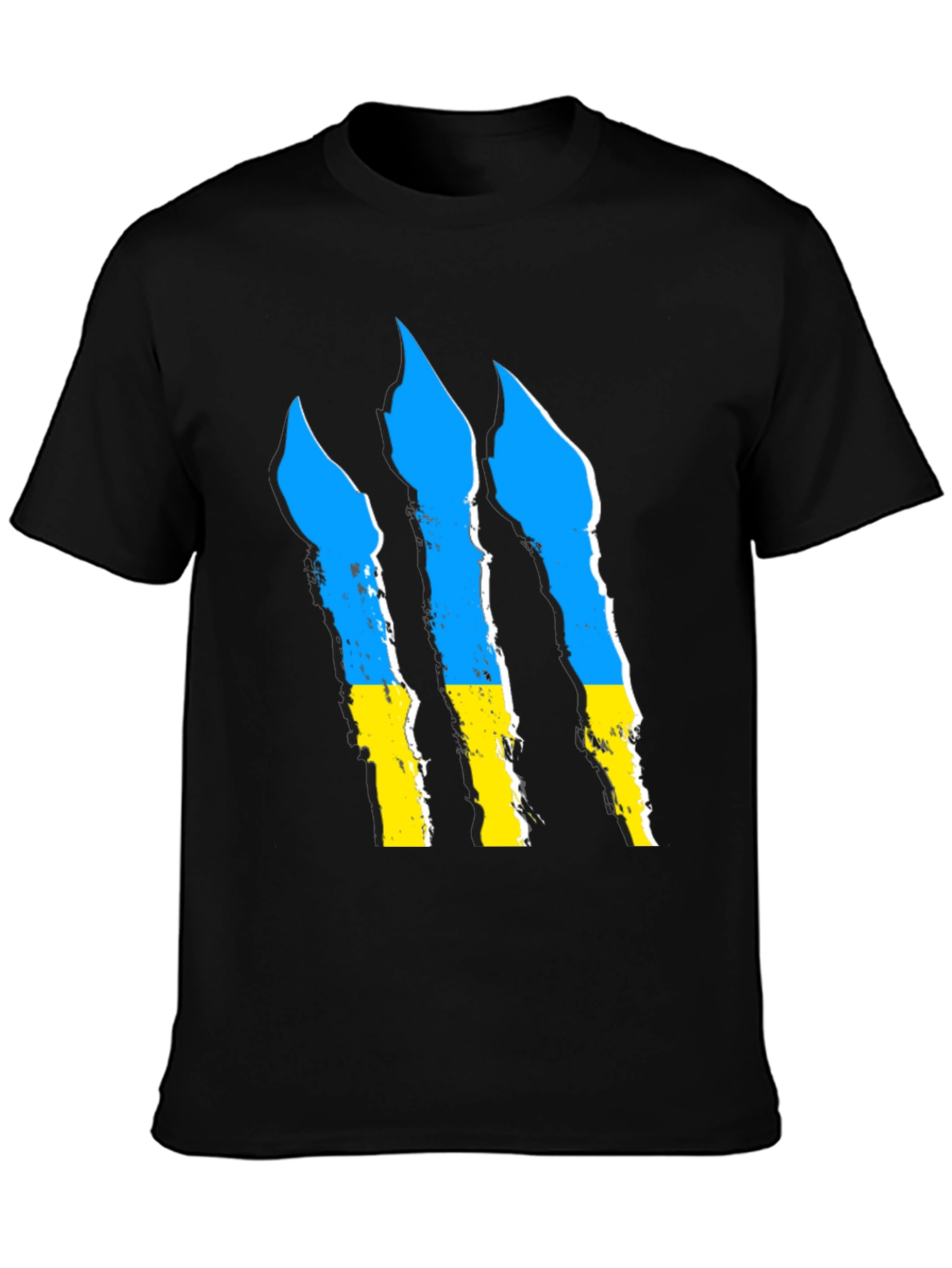 Ukraine Flag Claw Marks Black T-Shirt