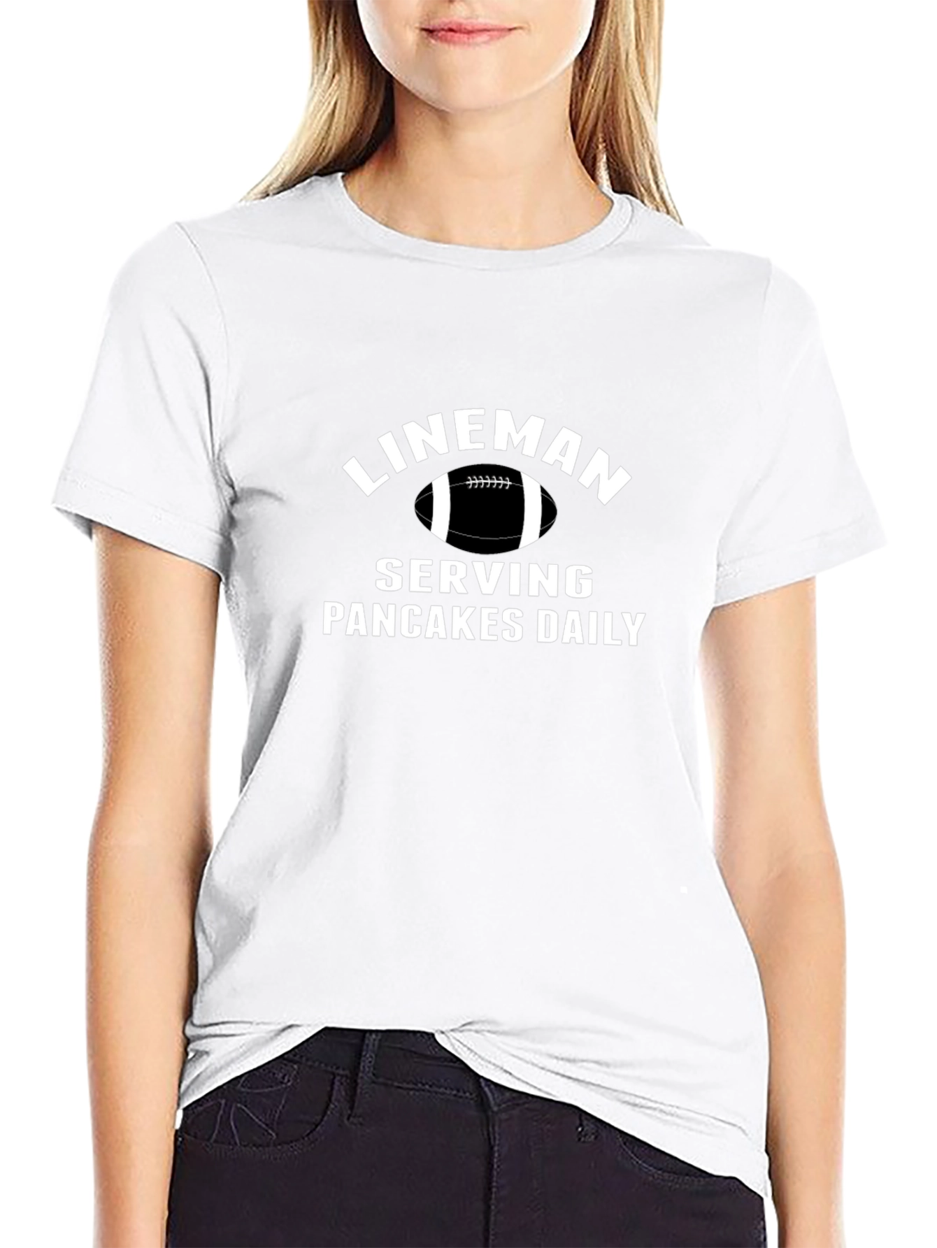 Lineman Serving Pancakes Daily Black T-Shirt
