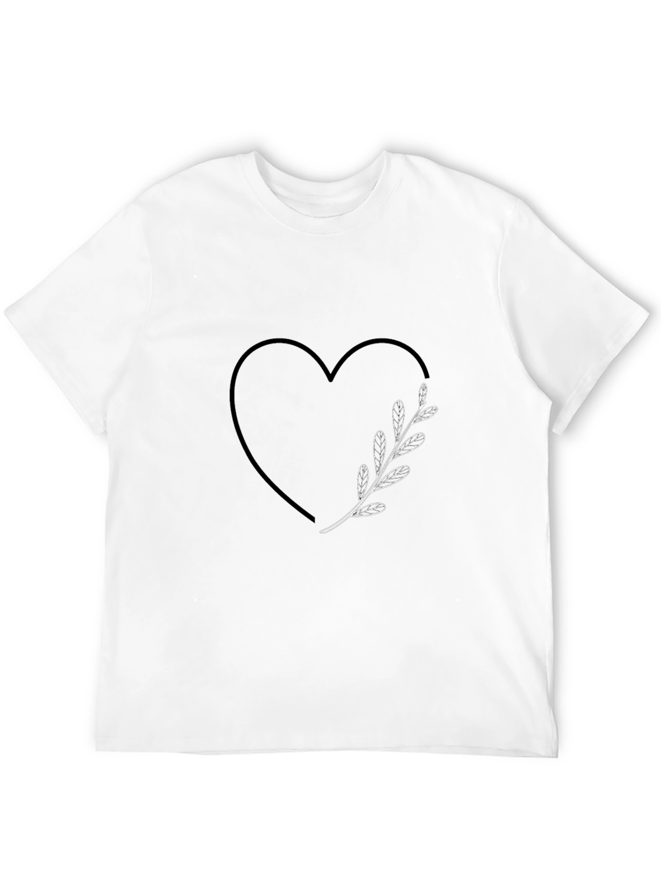 Heart & Floral Graphic Black T-Shirt